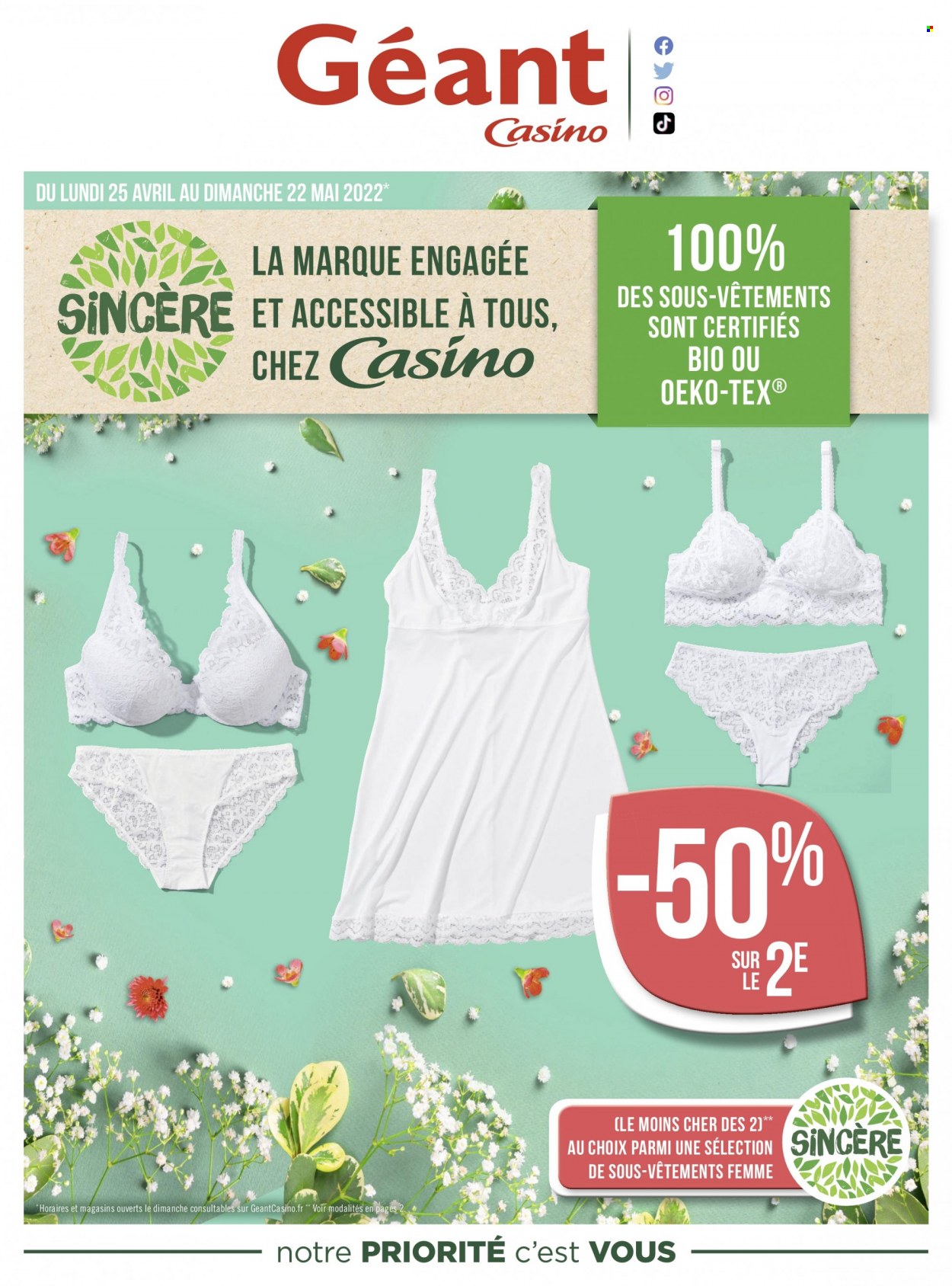 Catalogue Géant Casino - 25/04/2022 - 22/05/2022 - Produits soldés - vêtements. Page 1.
