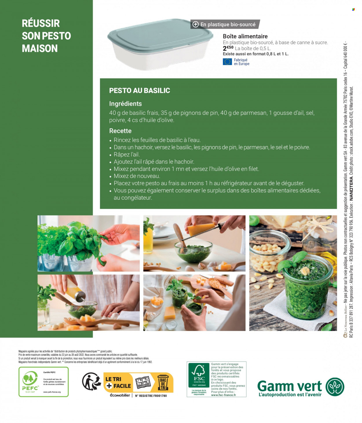 Catalogue Gamm vert - 22/06/2022 - 28/08/2022 - Produits soldés - boîte alimentaire. Page 20.