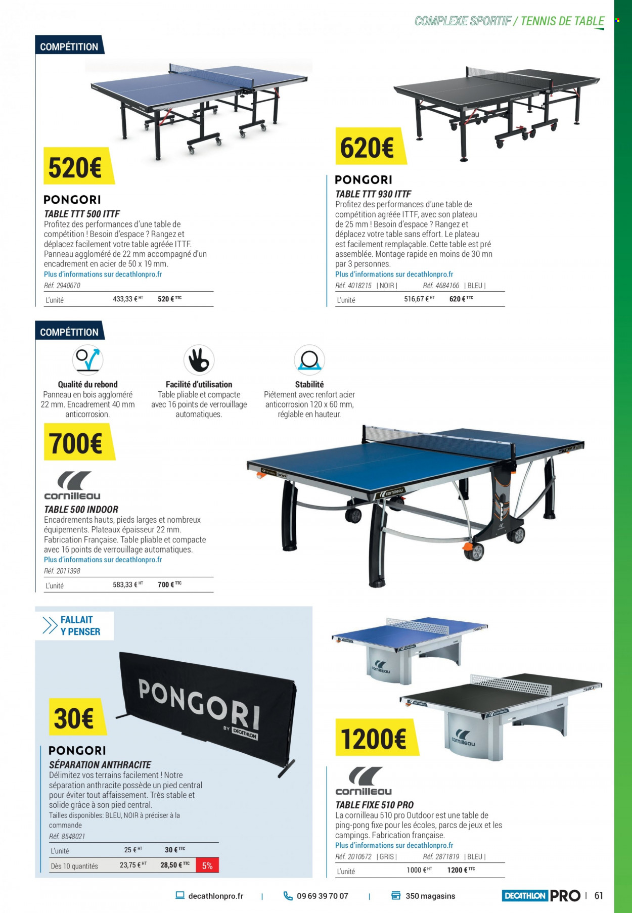 thumbnail - Catalogue Decathlon - Produits soldés - table de ping pong. Page 61.
