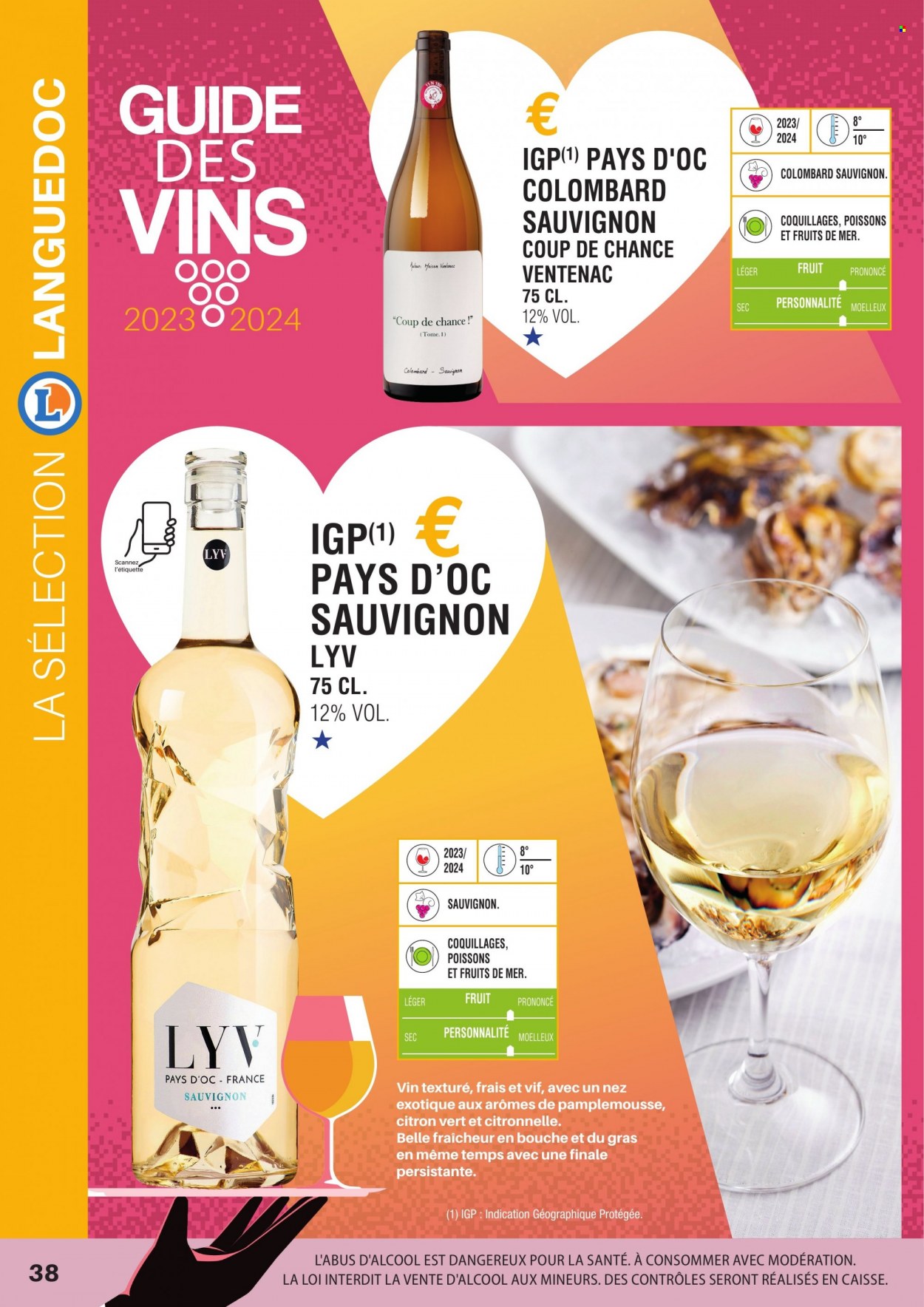 thumbnail - Catalogue E.Leclerc - Produits soldés - alcool, citronnelle, vin, Cabernet Sauvignon, maison. Page 38.