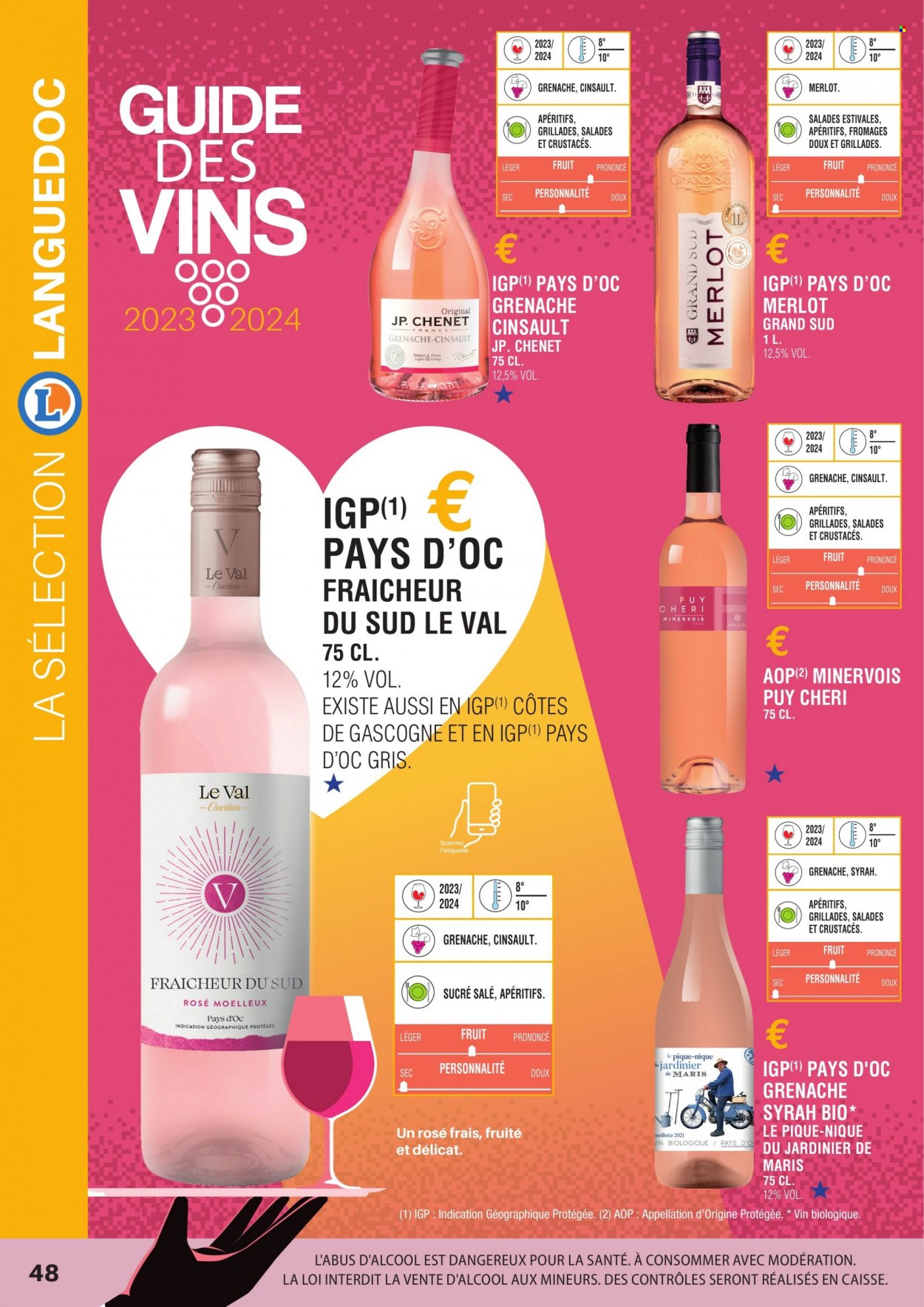 thumbnail - Catalogue E.Leclerc - Produits soldés - sucre, Côtes de Gascogne, vin rouge. Page 48.