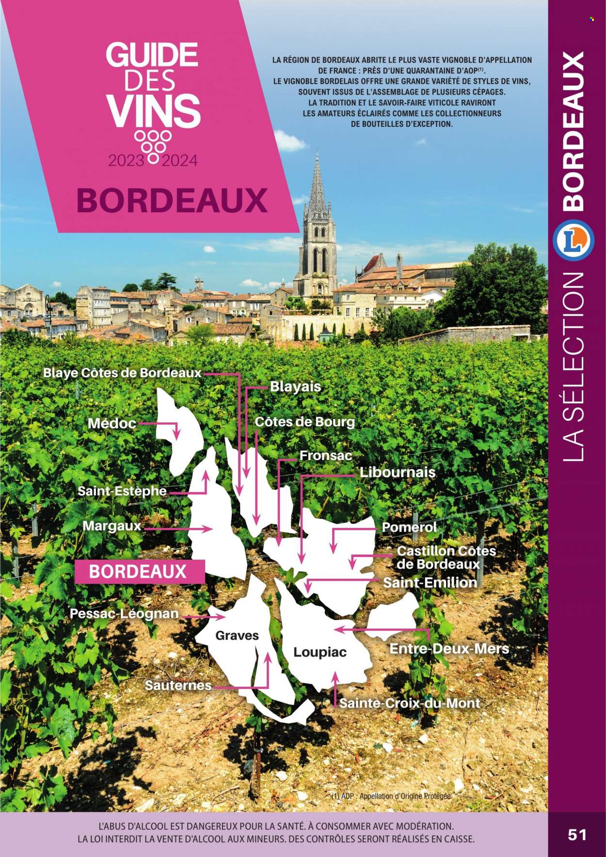 thumbnail - Catalogue E.Leclerc - Produits soldés - Bordeaux, vin blanc, vin rouge, Sauternes, vin. Page 51.
