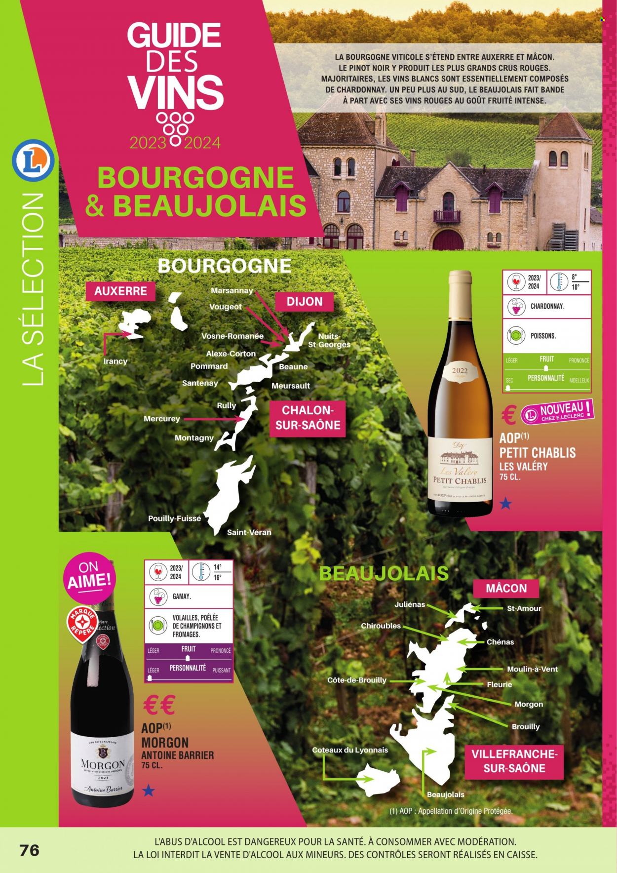 thumbnail - Catalogue E.Leclerc - Produits soldés - poêlée de champignons, Beaujolais, vin blanc, vin. Page 76.