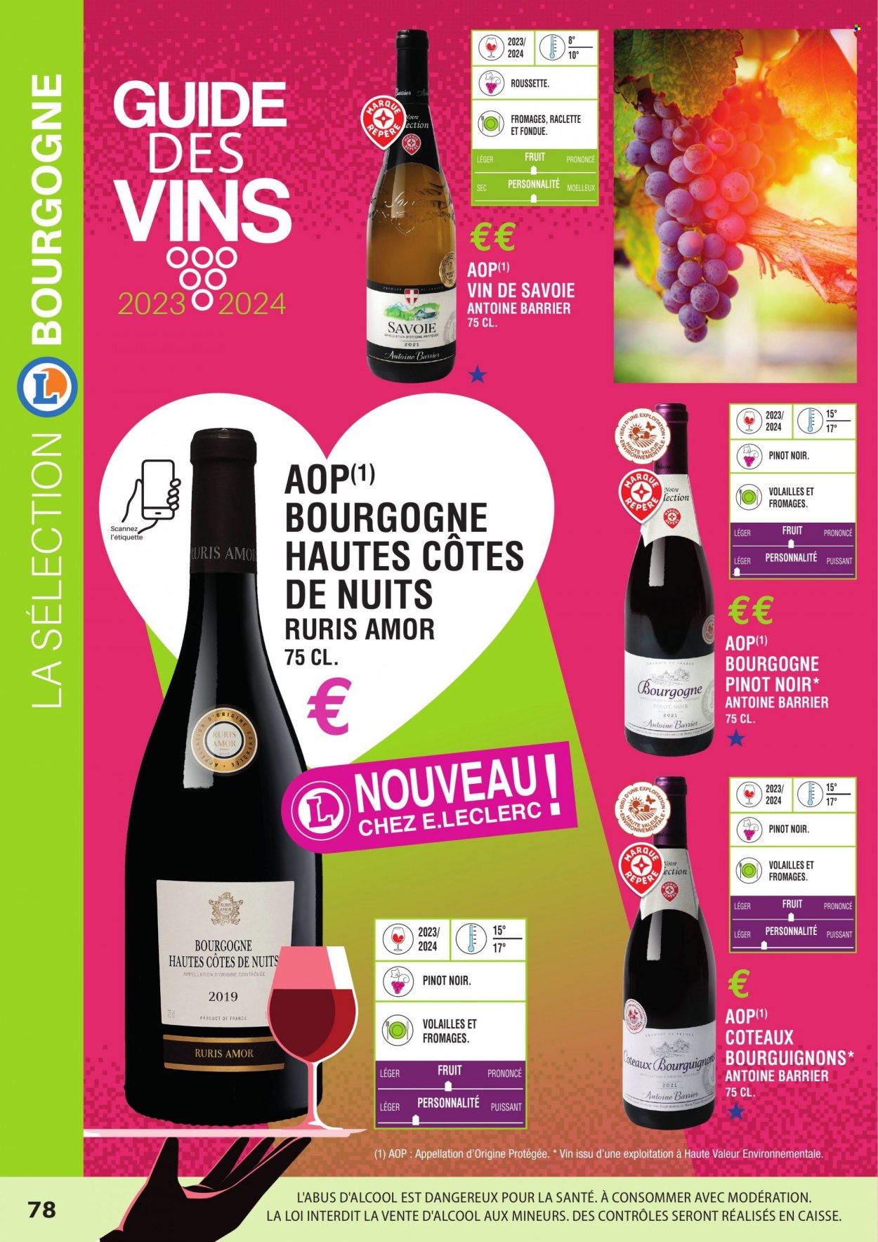 thumbnail - Catalogue E.Leclerc - Produits soldés - La Raclette, vin. Page 78.
