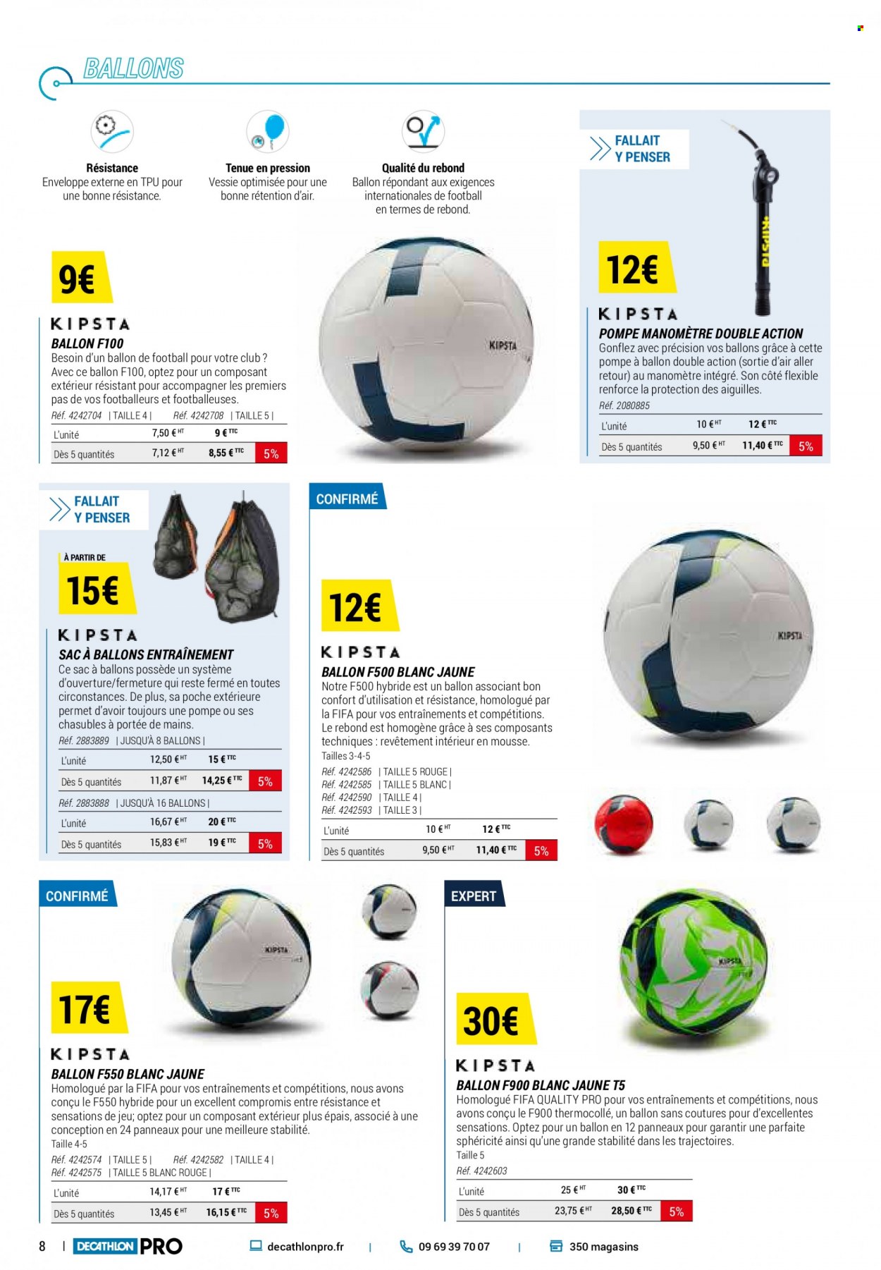 thumbnail - Catalogue Decathlon - Produits soldés - sac à ballons, ballon de football, compresseur. Page 8.