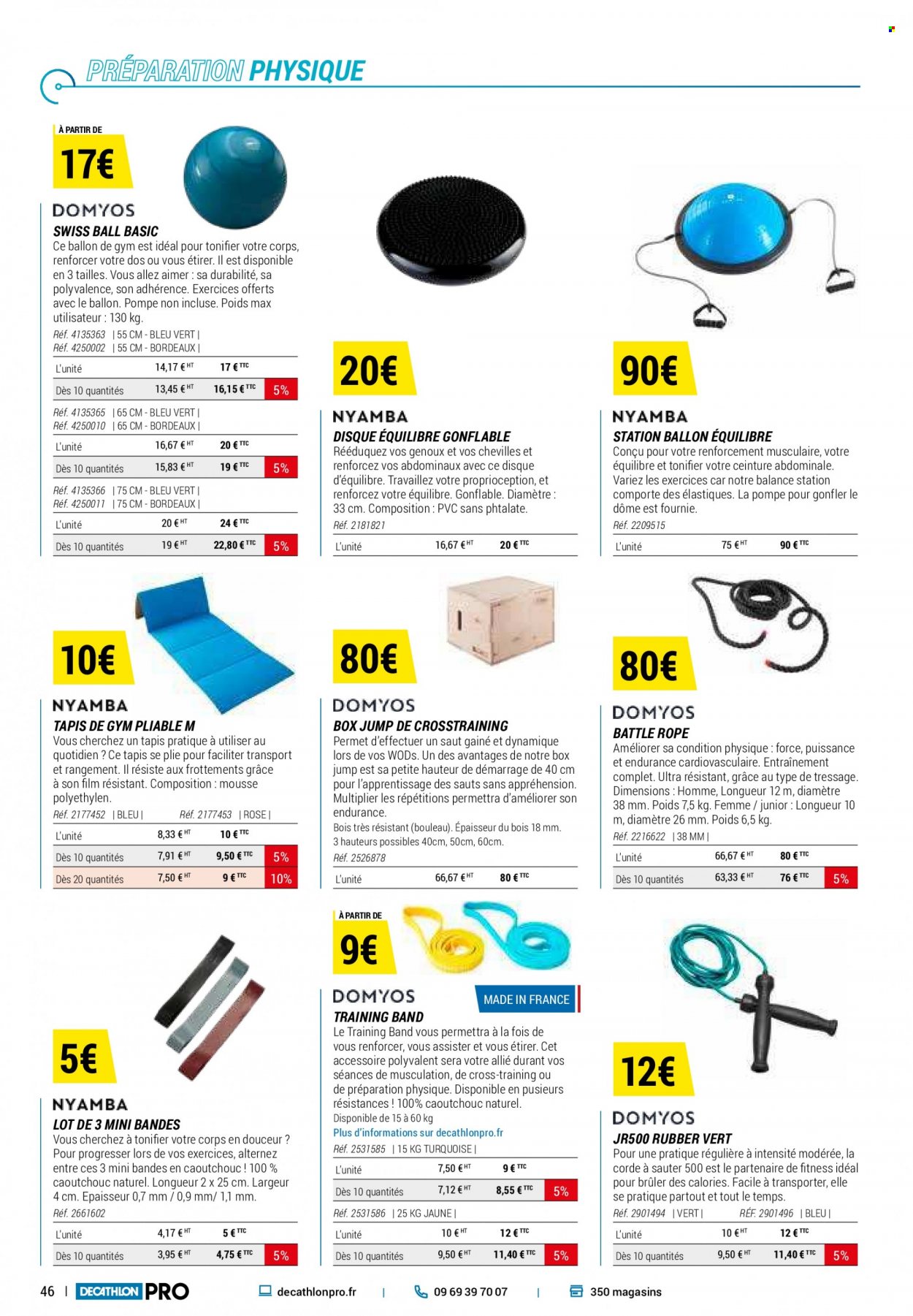 thumbnail - Catalogue Decathlon - Produits soldés - gilet, sac de transport, ceinture, corde à sauter. Page 46.