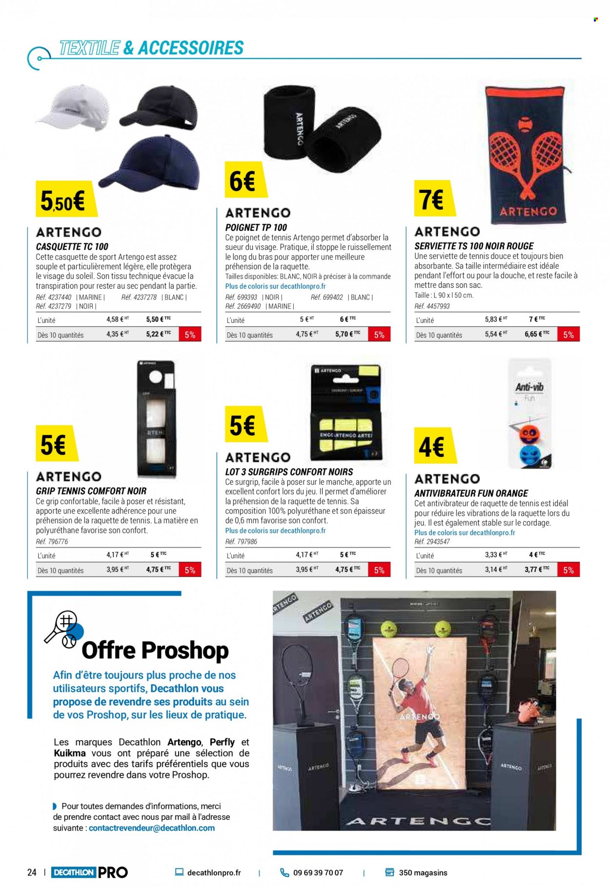 thumbnail - Catalogue Decathlon - Produits soldés - t-shirt, casquette, raquette, raquette de tennis. Page 24.