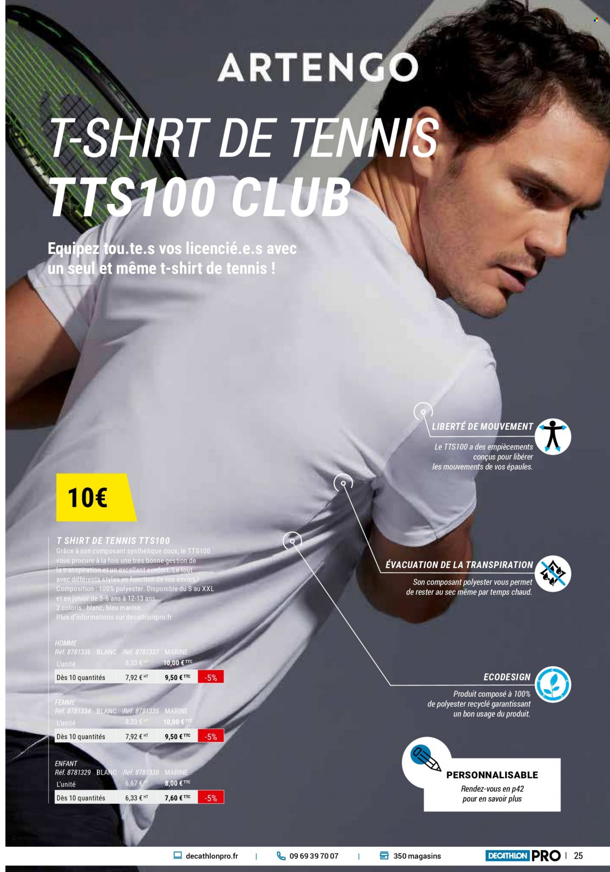 thumbnail - Catalogue Decathlon - Produits soldés - t-shirt, casquette, raquette, raquette de tennis. Page 25.