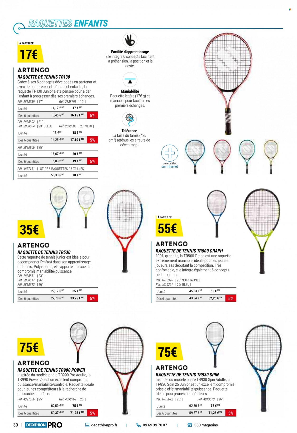 thumbnail - Catalogue Decathlon - Produits soldés - raquette, raquette de tennis. Page 30.