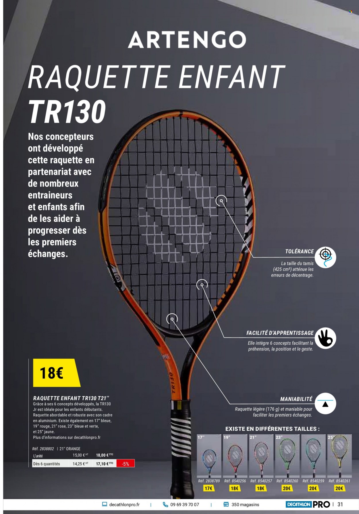 thumbnail - Catalogue Decathlon - Produits soldés - raquette, raquette de tennis. Page 31.
