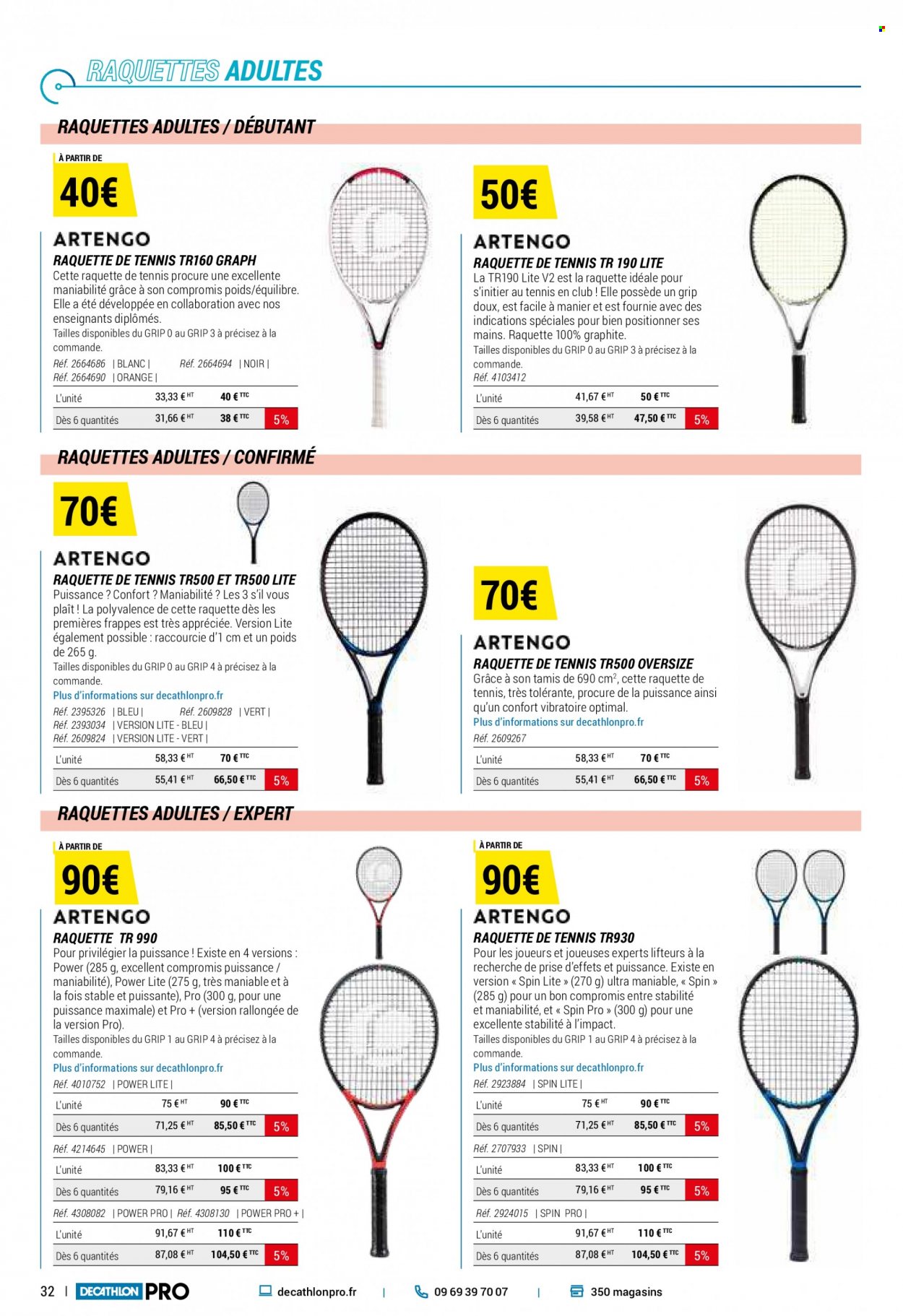 thumbnail - Catalogue Decathlon - Produits soldés - raquette, raquette de tennis. Page 32.
