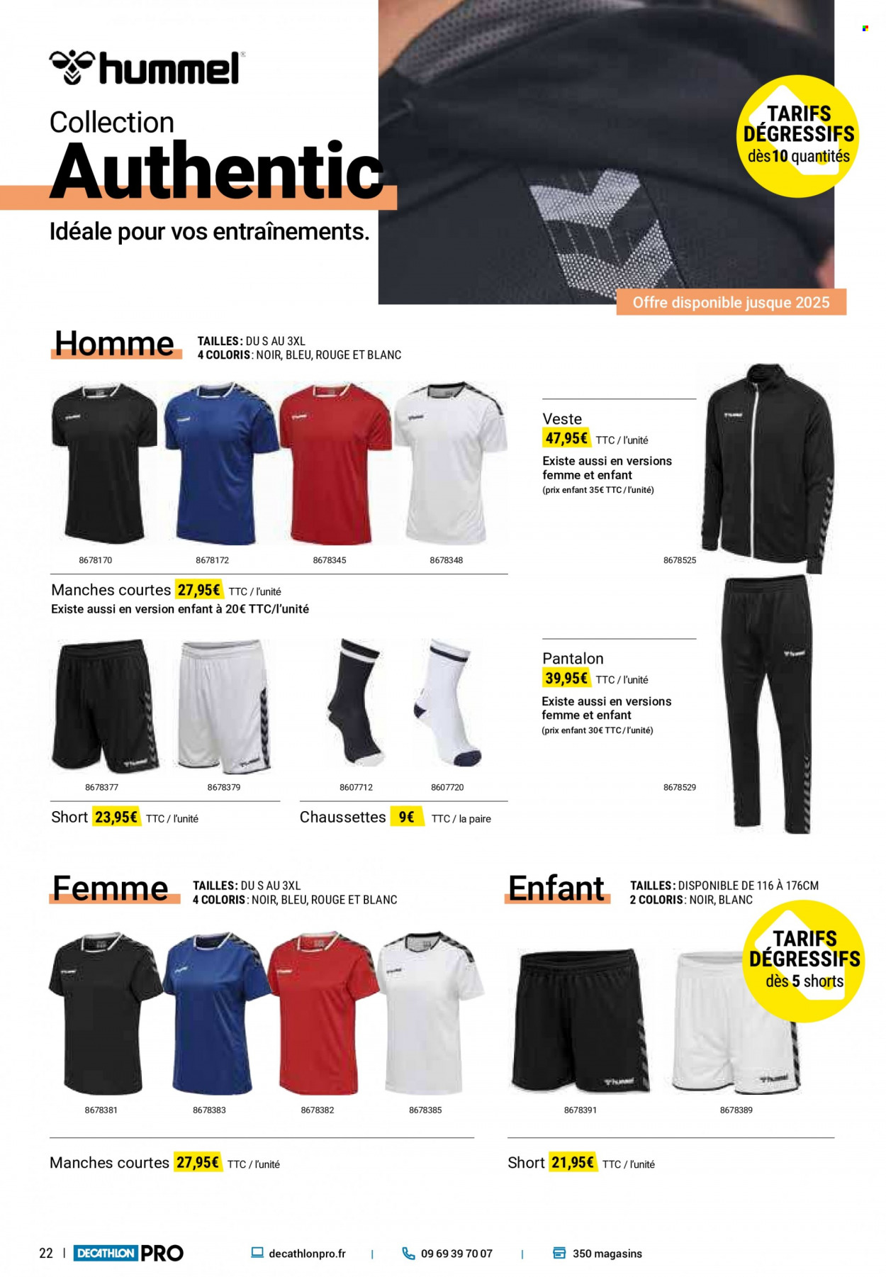 thumbnail - Catalogue Decathlon - Produits soldés - veste, shorts, pantalon, chaussettes. Page 22.