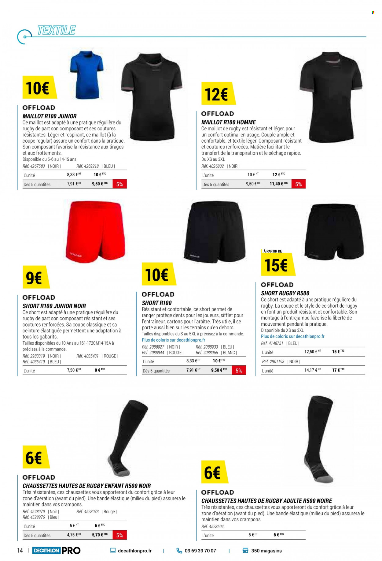 thumbnail - Catalogue Decathlon - Produits soldés - shorts, pantalon, maillot, chaussettes. Page 14.