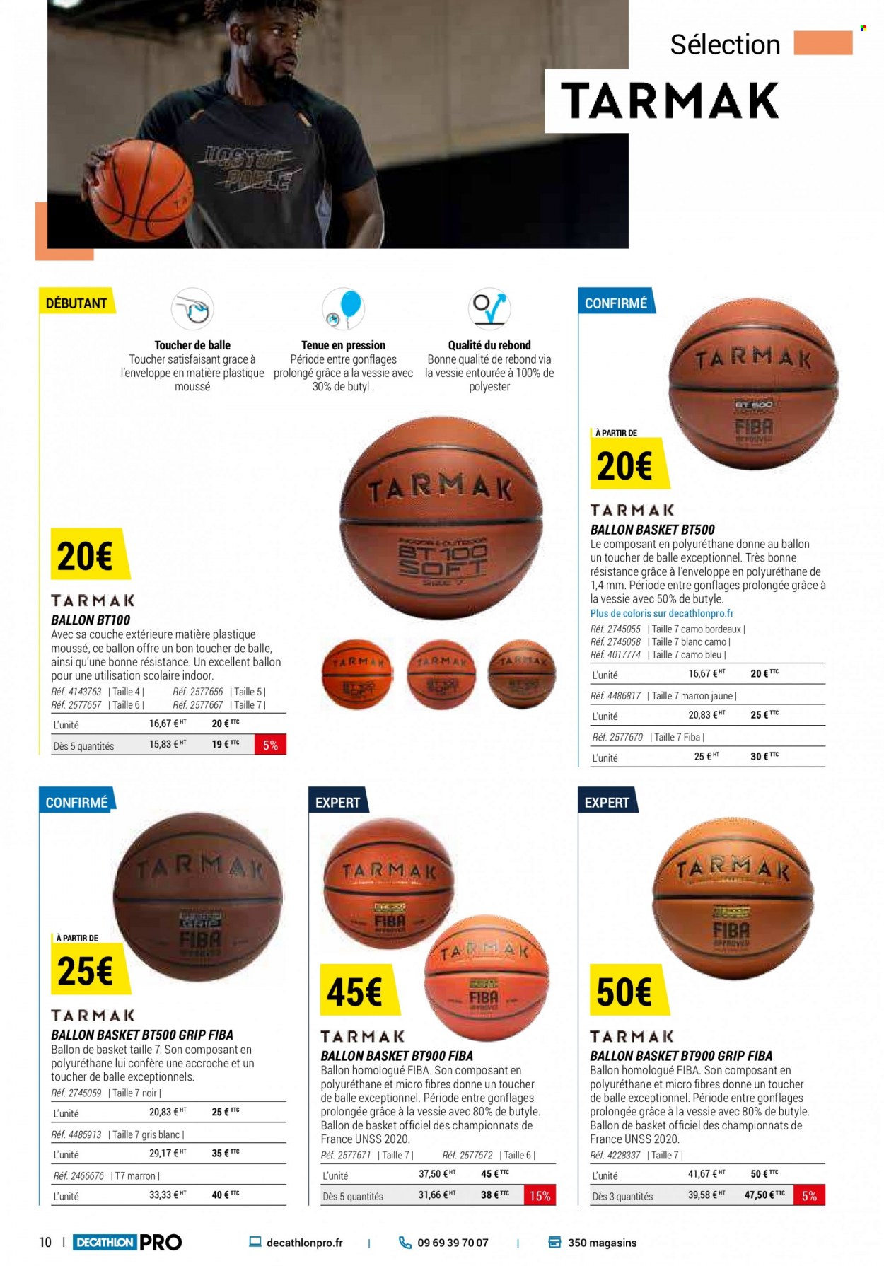 thumbnail - Catalogue Decathlon - Produits soldés - basket, compresseur, Molten, ballon de basket. Page 10.