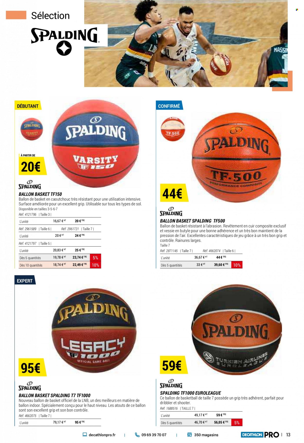 thumbnail - Catalogue Decathlon - Produits soldés - basket, Wilson, ballon de basket, chariot. Page 13.