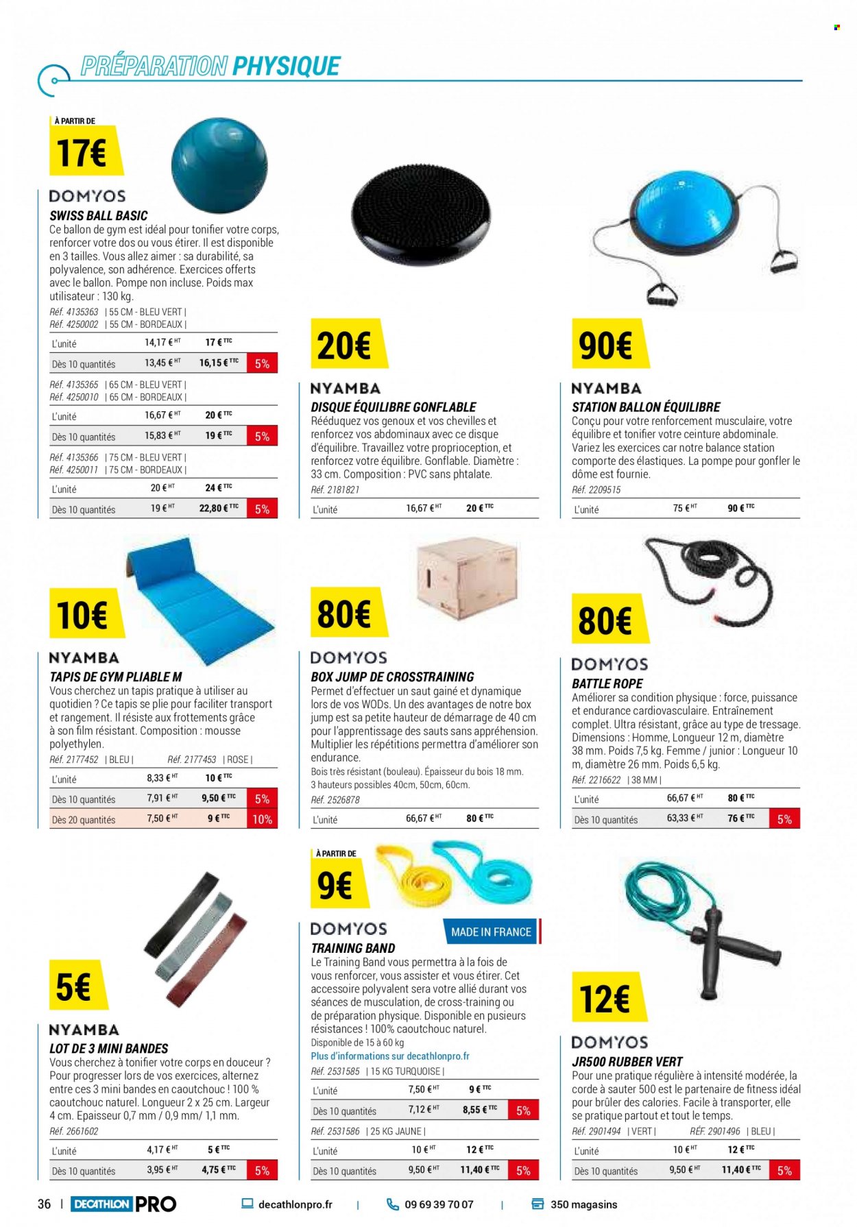 thumbnail - Catalogue Decathlon - Produits soldés - gilet, sac de transport, ceinture, corde à sauter. Page 36.