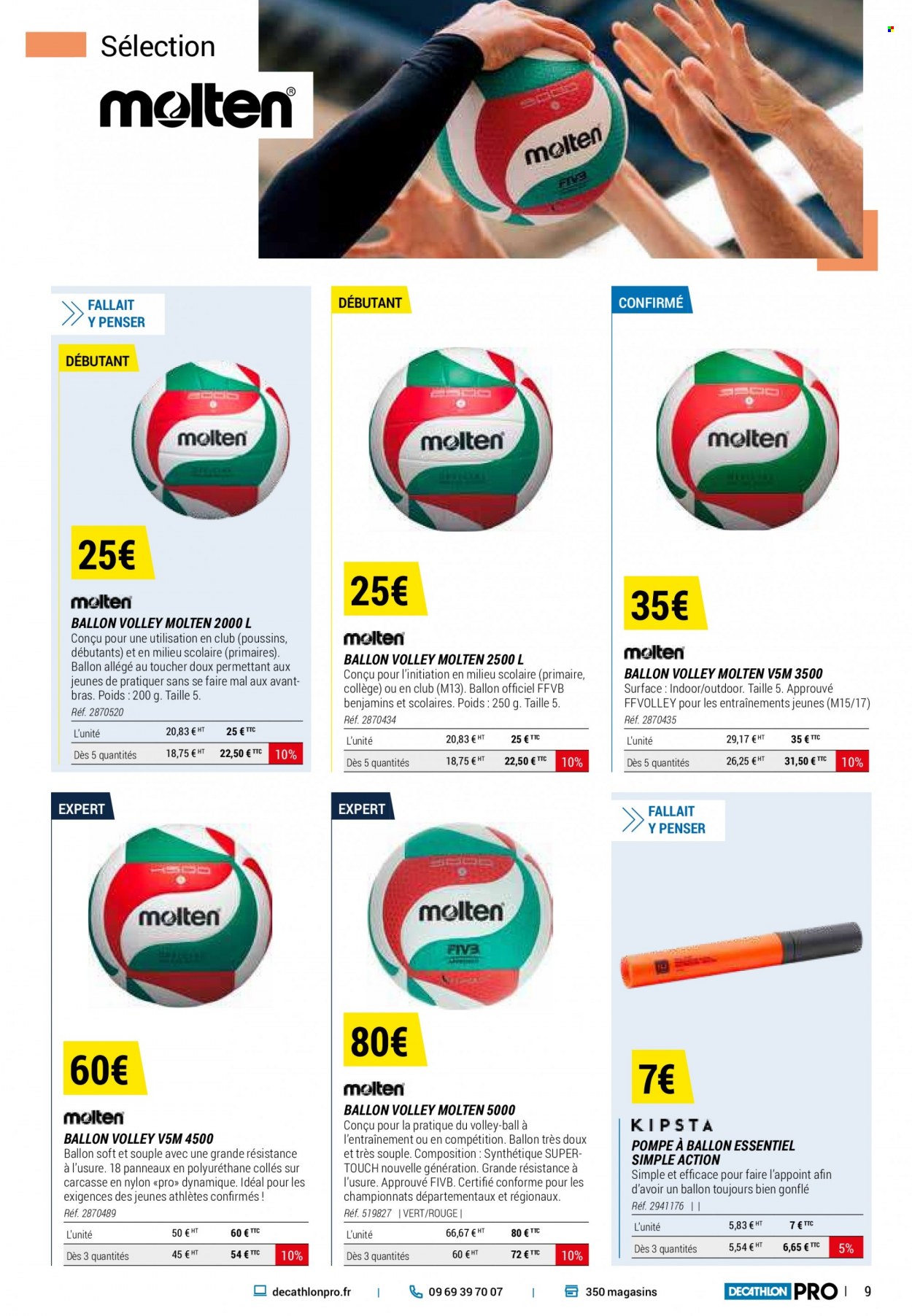 thumbnail - Catalogue Decathlon - Produits soldés - ballon de volley-ball, Molten. Page 9.