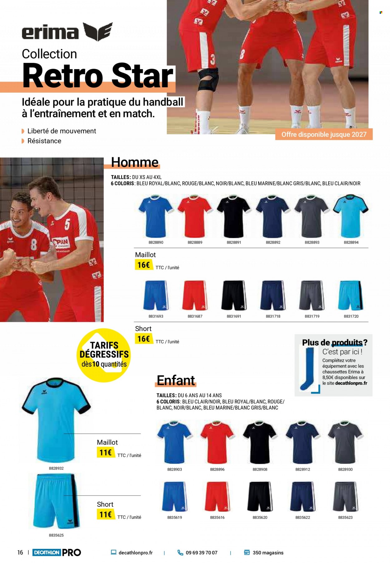 thumbnail - Catalogue Decathlon - Produits soldés - veste, Erima, shorts, pantalon, t-shirt, maillot, chaussettes. Page 16.