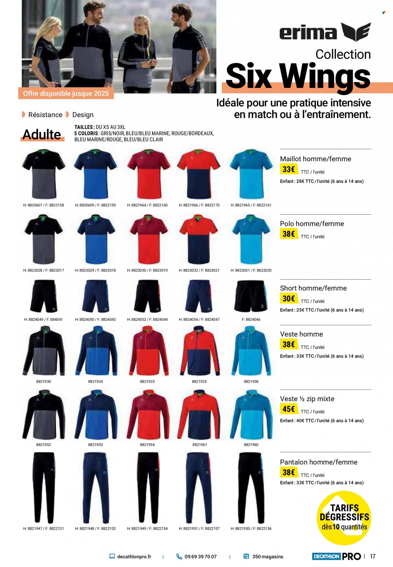 thumbnail - Catalogue Decathlon - Produits soldés - veste, Erima, shorts, pantalon, t-shirt, maillot, chaussettes. Page 17.