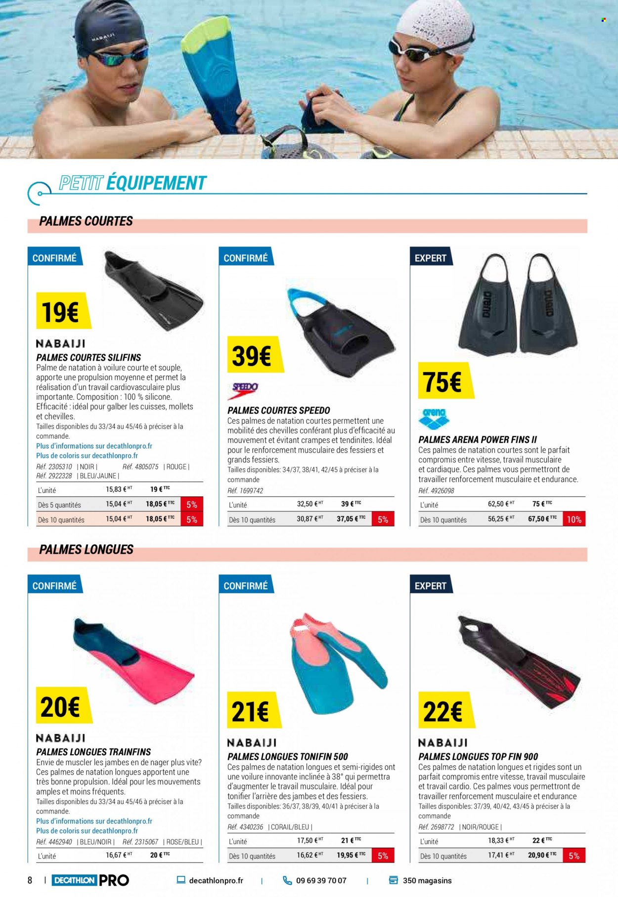 thumbnail - Catalogue Decathlon - Produits soldés - Speedo, Arena, sac à main, pullbuoy. Page 8.