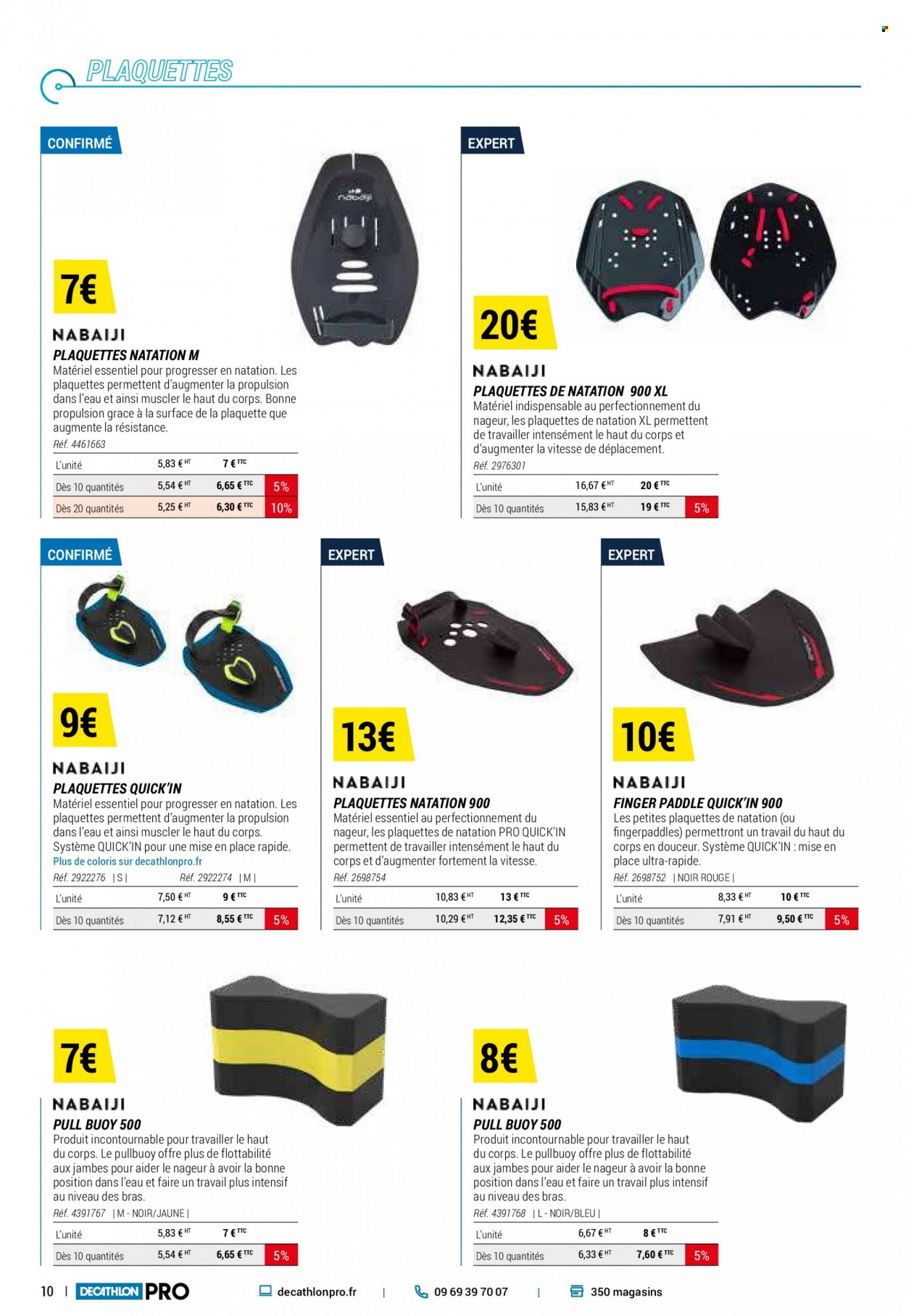 thumbnail - Catalogue Decathlon - Produits soldés - Arena, pullbuoy, hand paddle, paddle. Page 10.