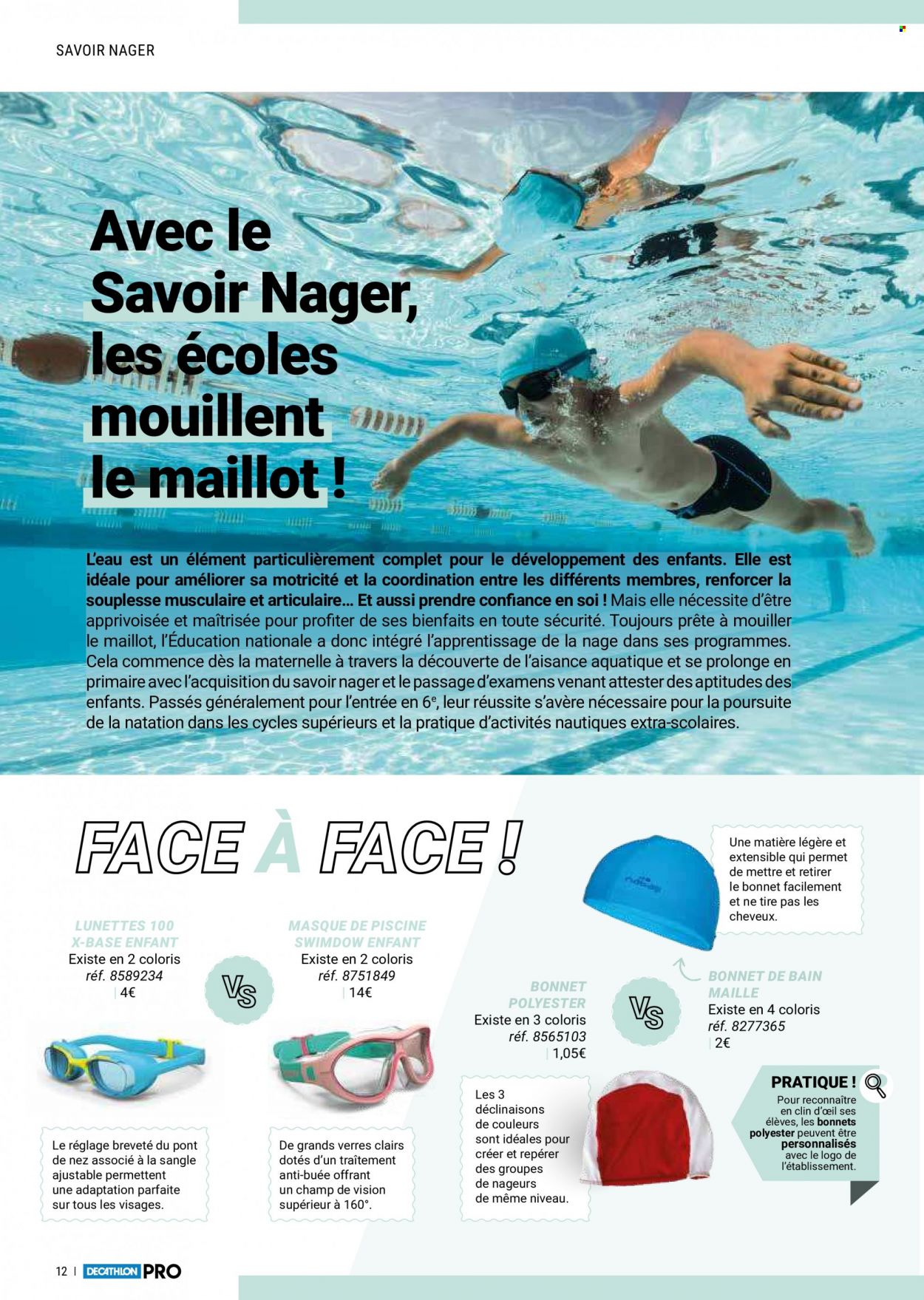 thumbnail - Catalogue Decathlon - Produits soldés - maillot, bonnet, ceinture, lunettes, masque, masque de natation. Page 12.