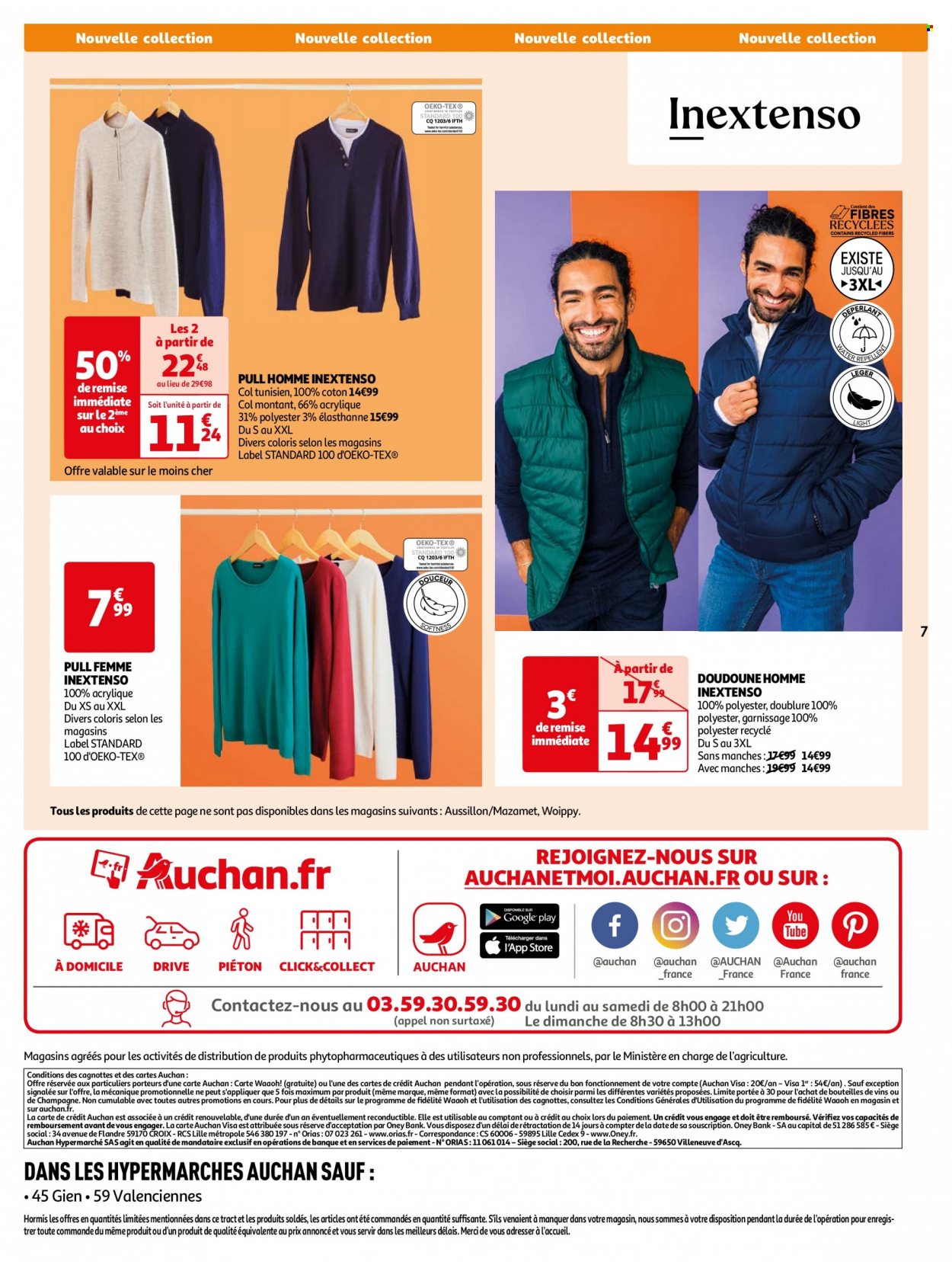 thumbnail - Catalogue Auchan - 23/01/2024 - 29/12/2024 - Produits soldés - vin, doudoune, pull. Page 7.