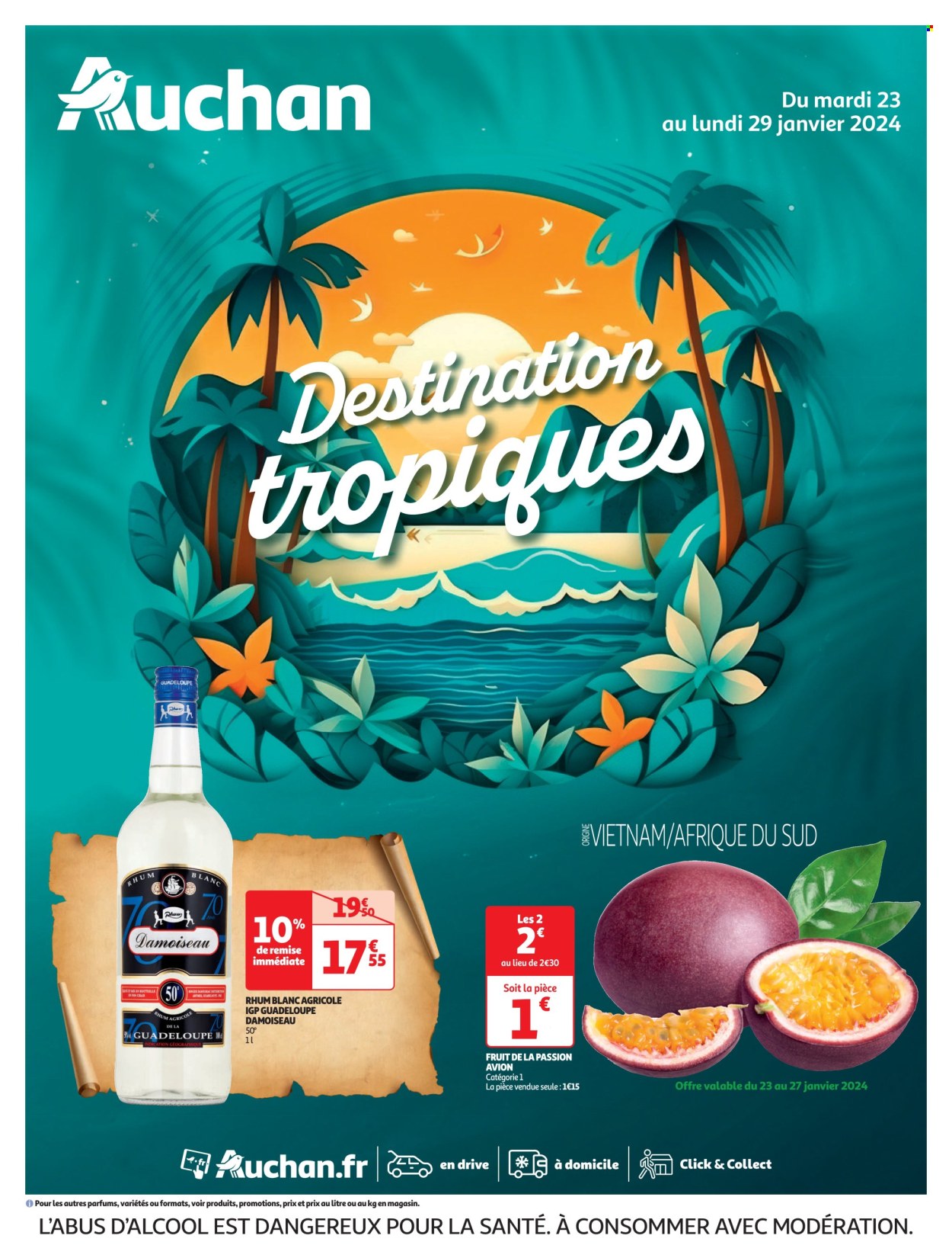thumbnail - Catalogue Auchan - 23/01/2024 - 29/12/2024 - Produits soldés - fruit de la passion, rhum, rhum blanc. Page 1.