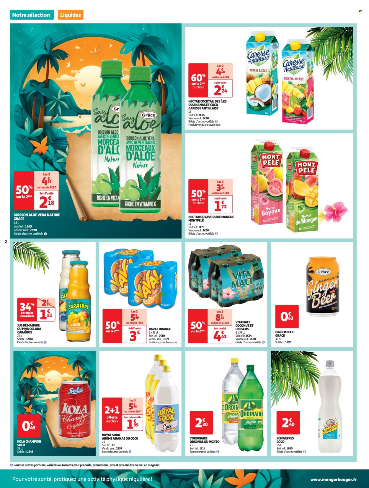 thumbnail - Catalogue Auchan - 23/01/2024 - 29/12/2024 - Produits soldés - nectar, jus, Schweppes, soda, hibiscus, aloe vera. Page 2.