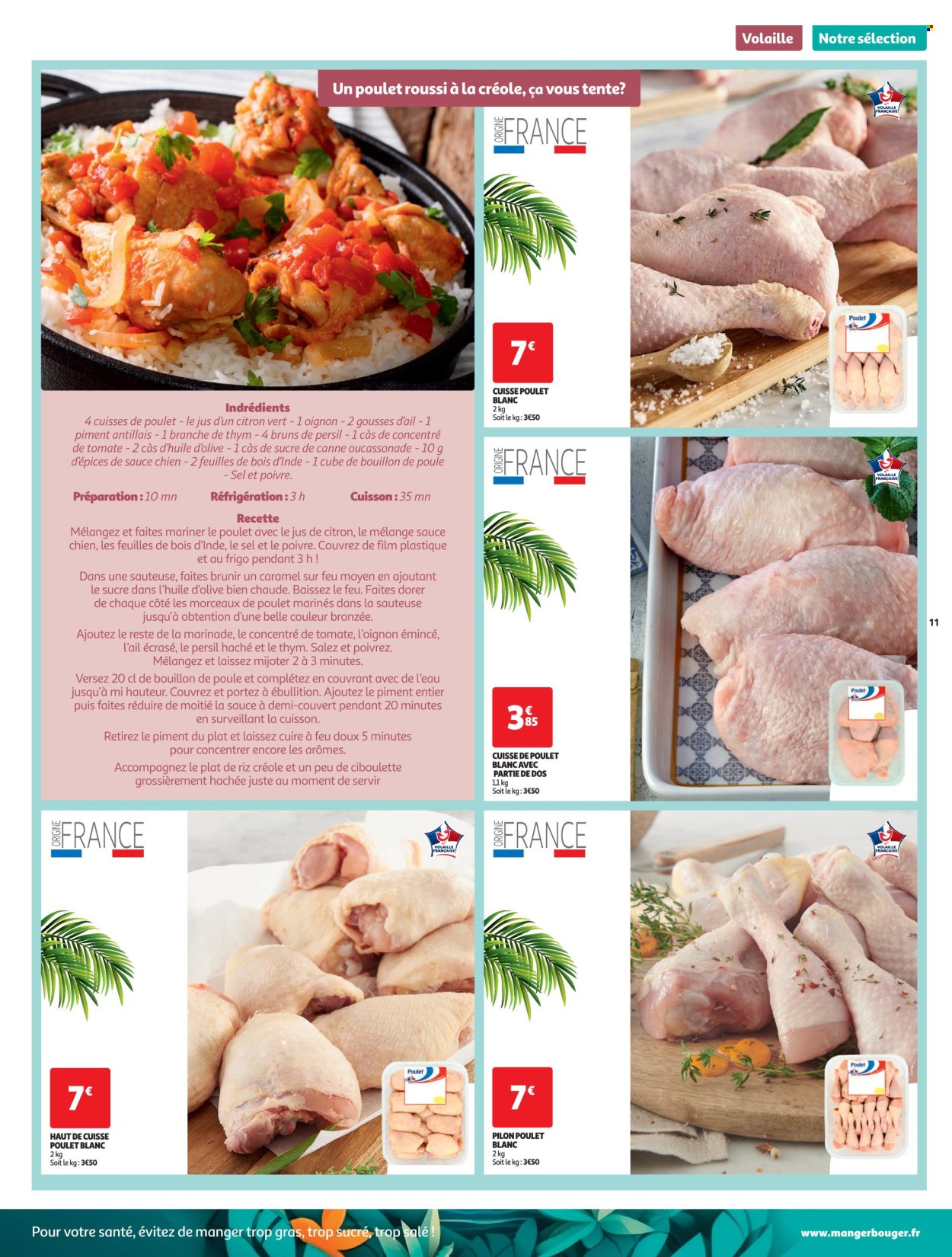 thumbnail - Catalogue Auchan - 23/01/2024 - 29/12/2024 - Produits soldés - citron vert, ciboulette, piment, cuisses de poulet, viande de poulet, cuisse de poulet, bouillon, sucre de canne, épices, citronnade, Persil, sauteuse, frigo, tente. Page 11.