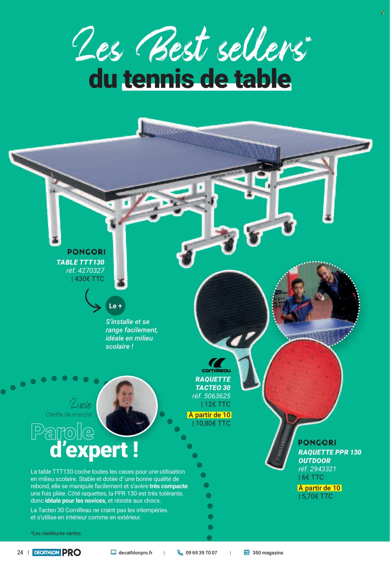 thumbnail - Catalogue Decathlon - Produits soldés - raquette, balles de tennis de table. Page 24.