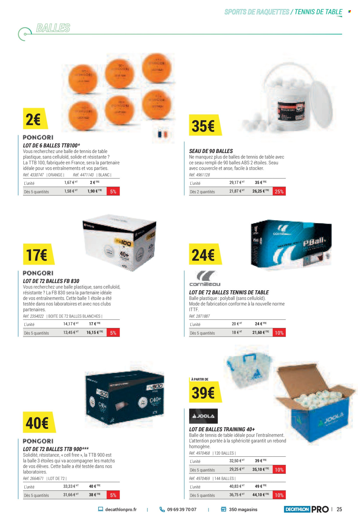 thumbnail - Catalogue Decathlon - Produits soldés - raquette, balles de tennis de table. Page 25.