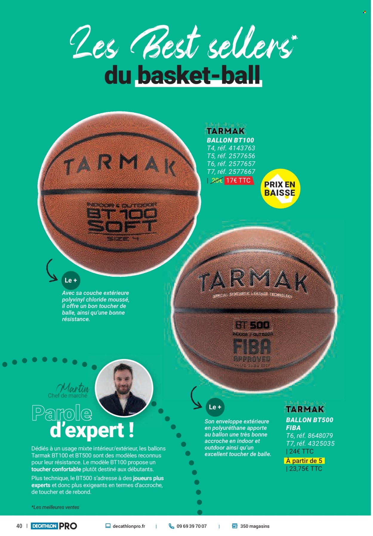 thumbnail - Catalogue Decathlon - Produits soldés - basket, Wilson, Molten, ballon de basket. Page 40.