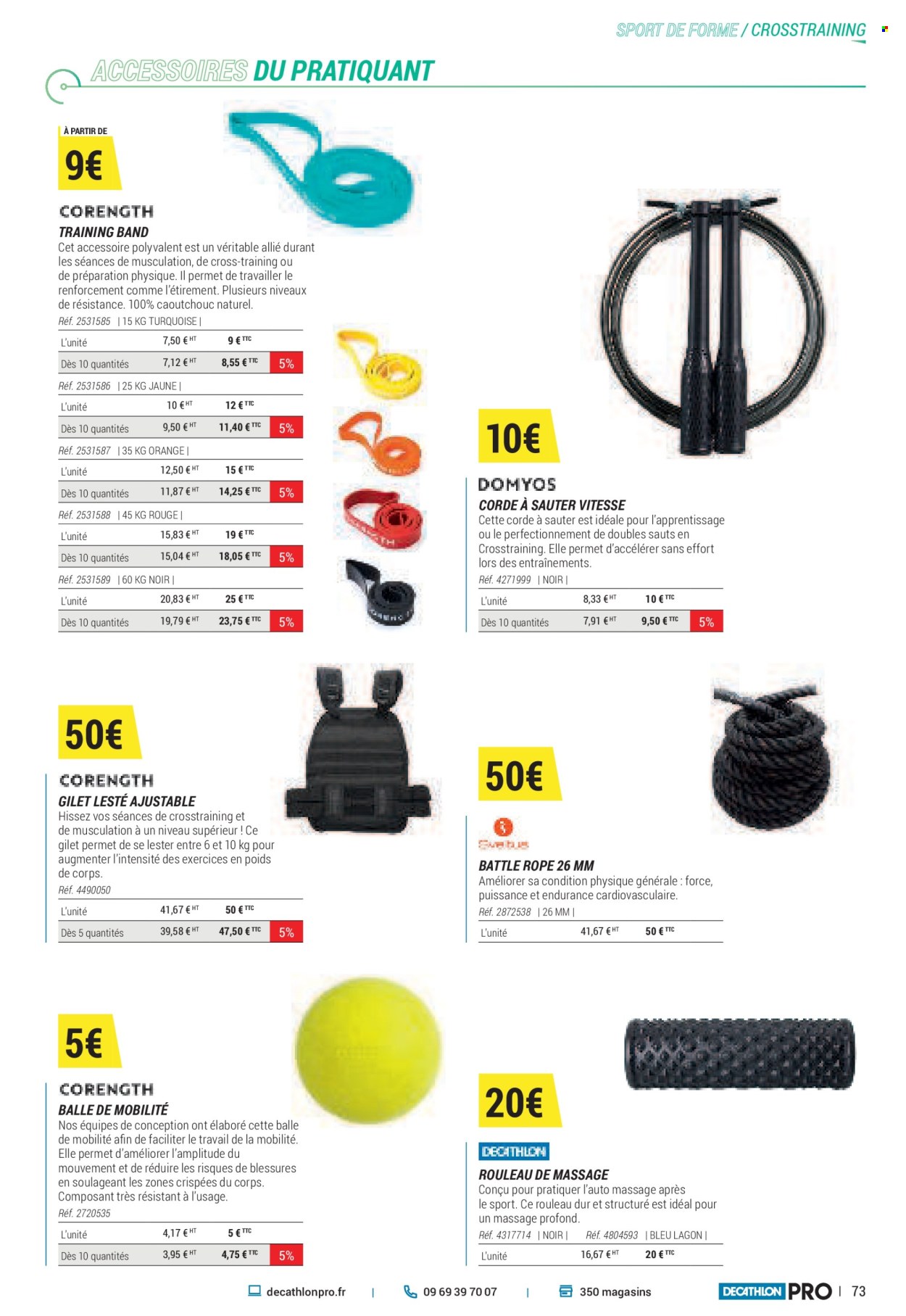 thumbnail - Catalogue Decathlon - Produits soldés - gilet, coffret, ballon, corde à sauter. Page 73.