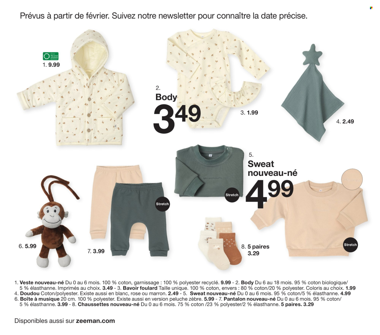 thumbnail - Catalogue Zeeman - 01/02/2024 - 31/07/2024 - Produits soldés - veste, pantalon, sweat-shirt, body, chaussettes, foulard, peluche, bavoir. Page 6.