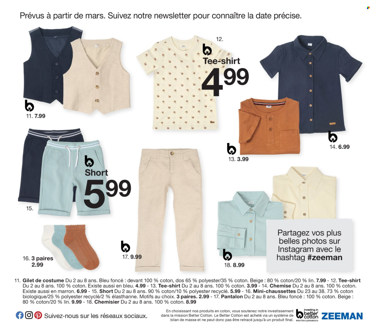 thumbnail - Catalogue Zeeman - 01/02/2024 - 31/07/2024 - Produits soldés - shorts, pantalon, costume, chemise, chemisier, t-shirt, gilet, chaussettes. Page 33.