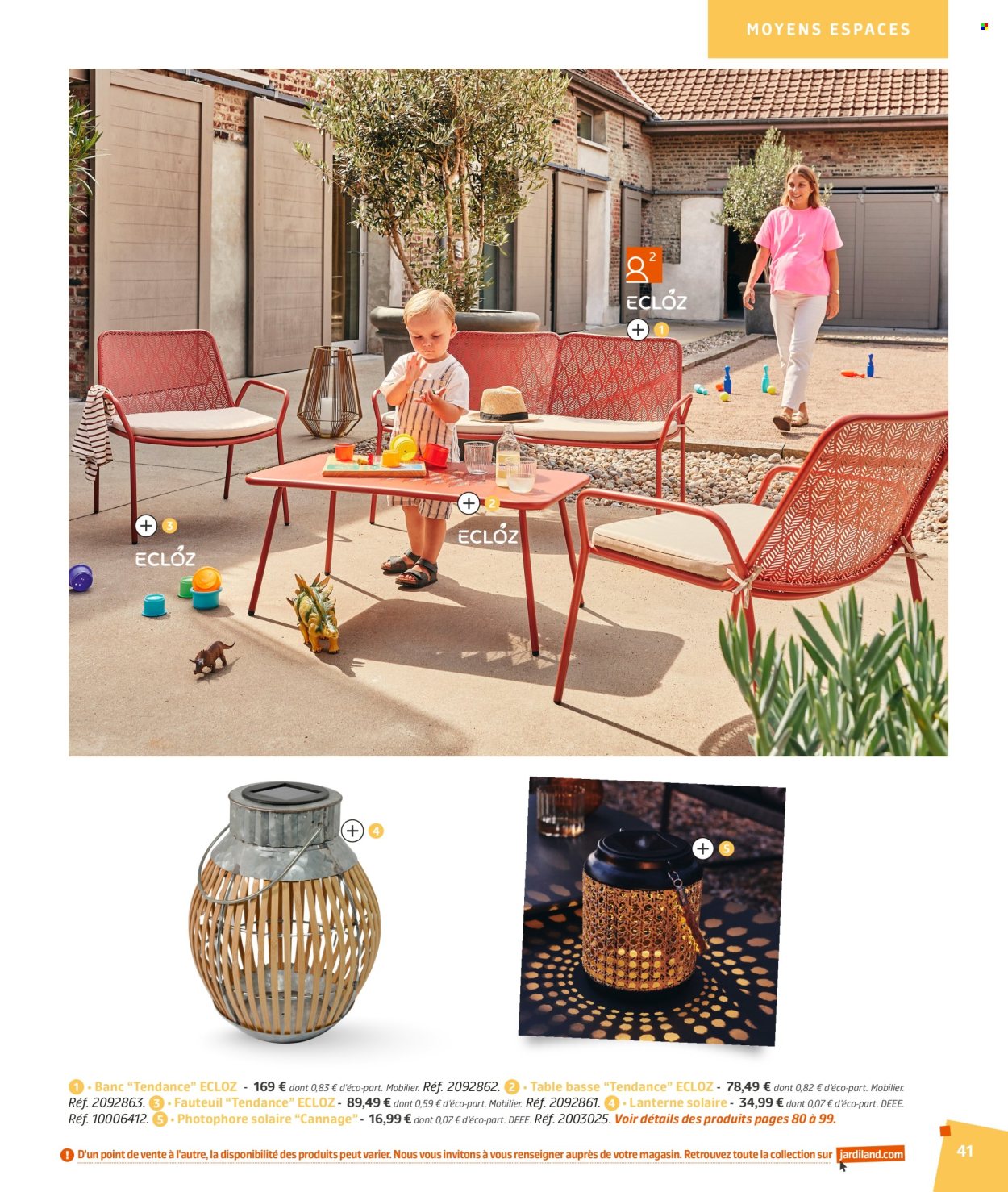 thumbnail - Catalogue Jardiland - 02/03/2024 - 23/06/2024 - Produits soldés - table, banc, fauteuil, photophore, lanterne. Page 41.