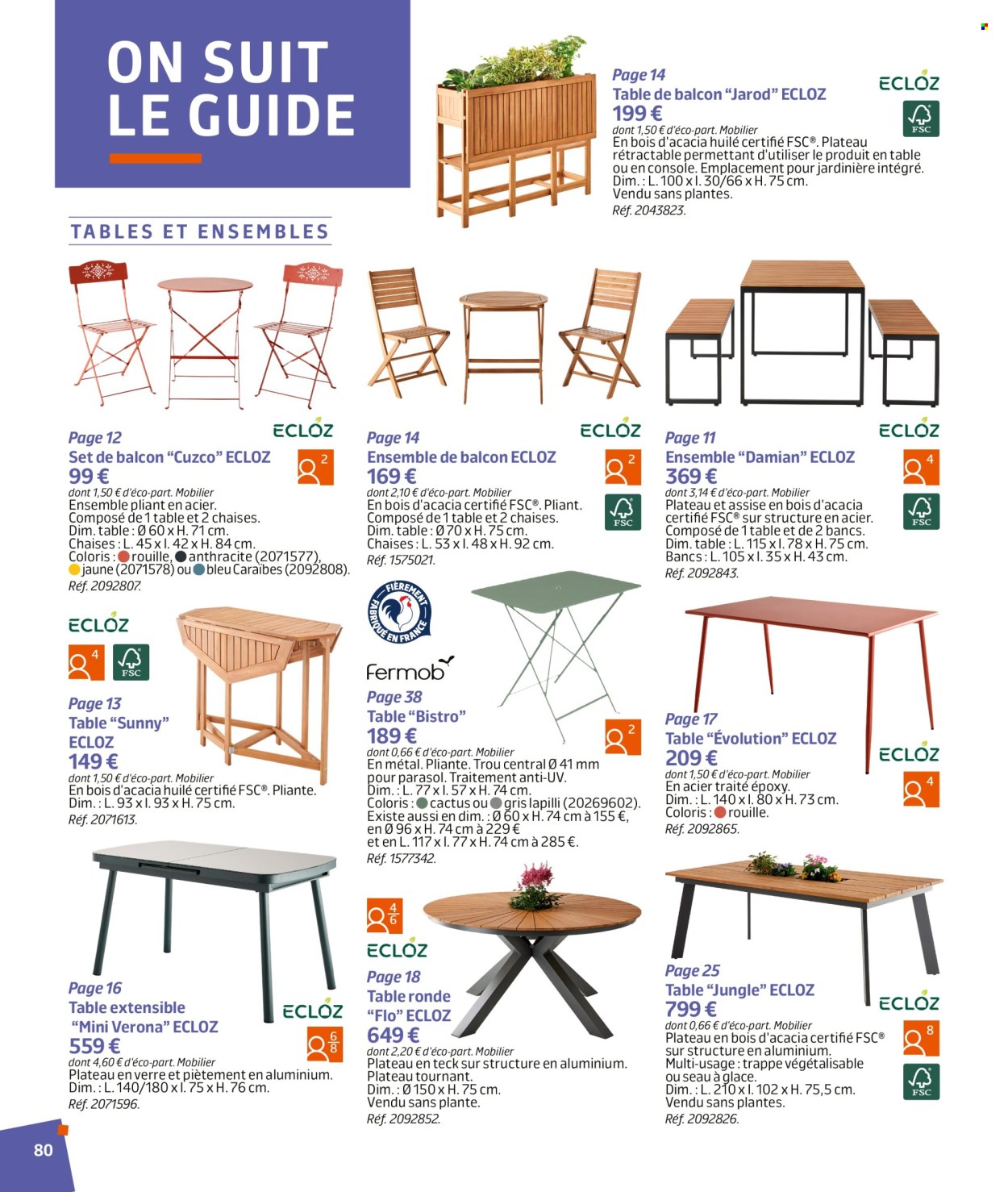 thumbnail - Catalogue Jardiland - 02/03/2024 - 23/06/2024 - Produits soldés - table, table extensible, chaise, cactus, jardinière. Page 80.