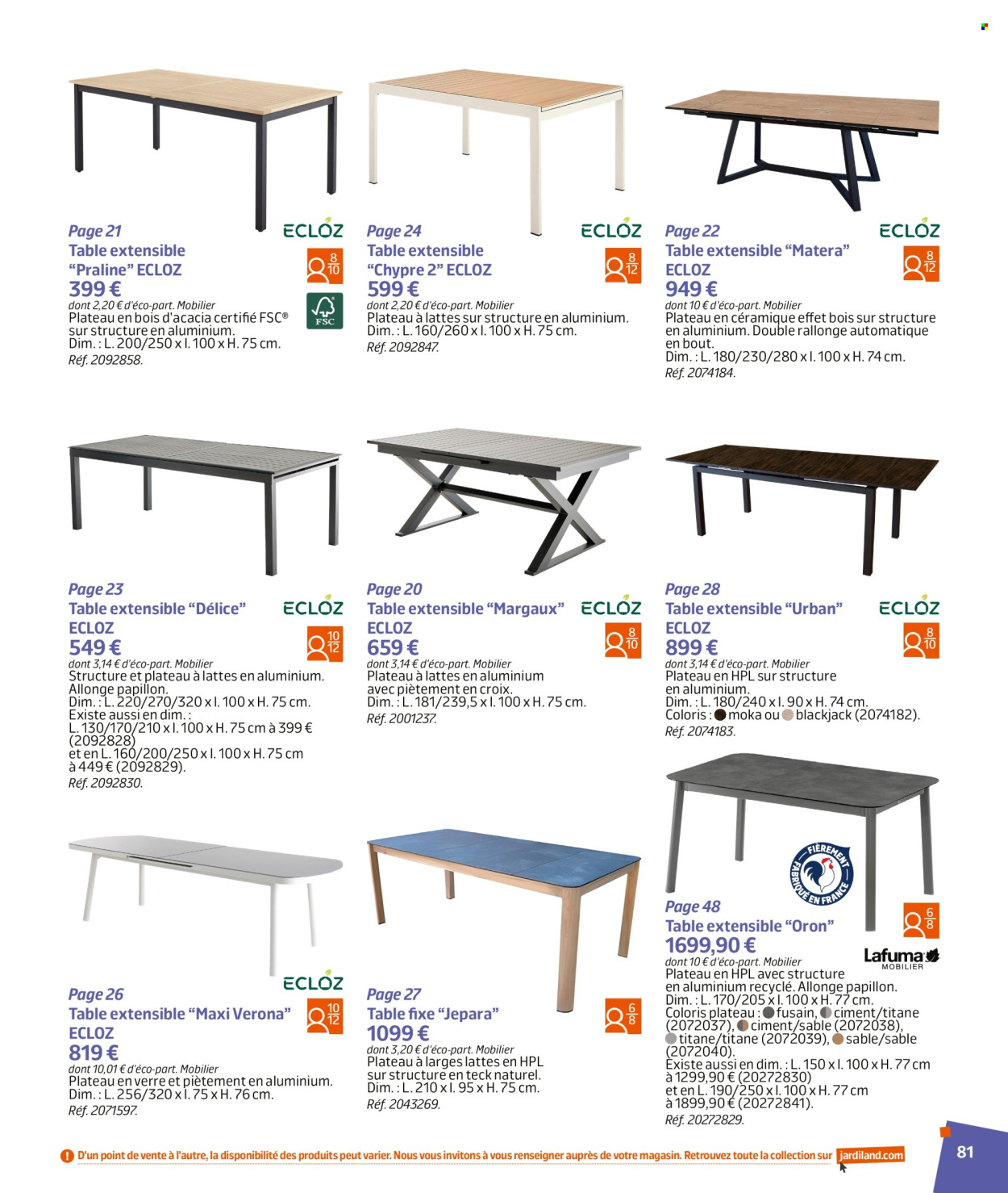 thumbnail - Catalogue Jardiland - 02/03/2024 - 23/06/2024 - Produits soldés - table, table extensible. Page 81.