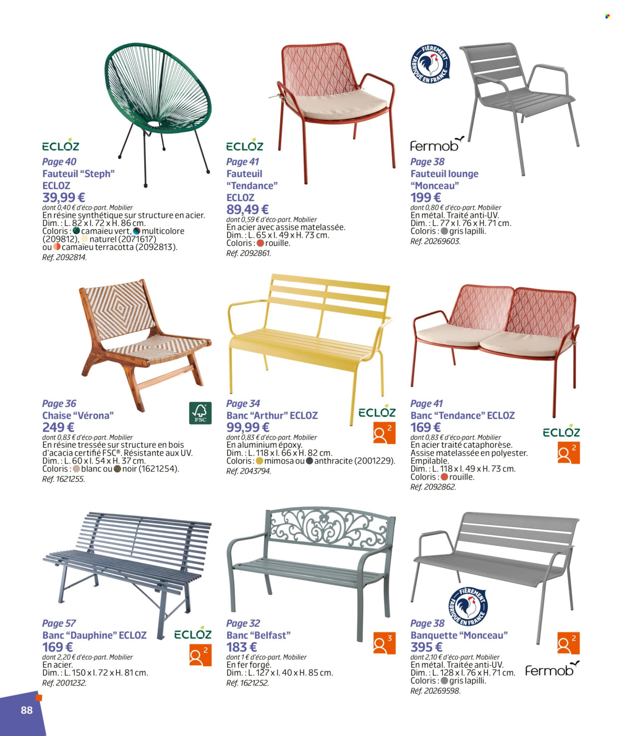 thumbnail - Catalogue Jardiland - 02/03/2024 - 23/06/2024 - Produits soldés - banc, fauteuil, chaise. Page 88.