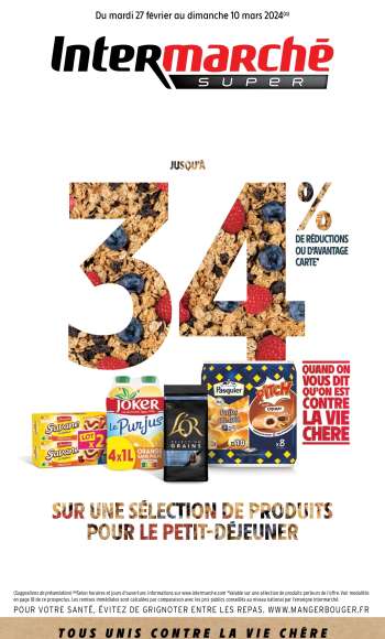 thumbnail - Catalogue Intermarché Super - Jusqu’à 34 % sur une sélection de produits pour le petit déjeuner