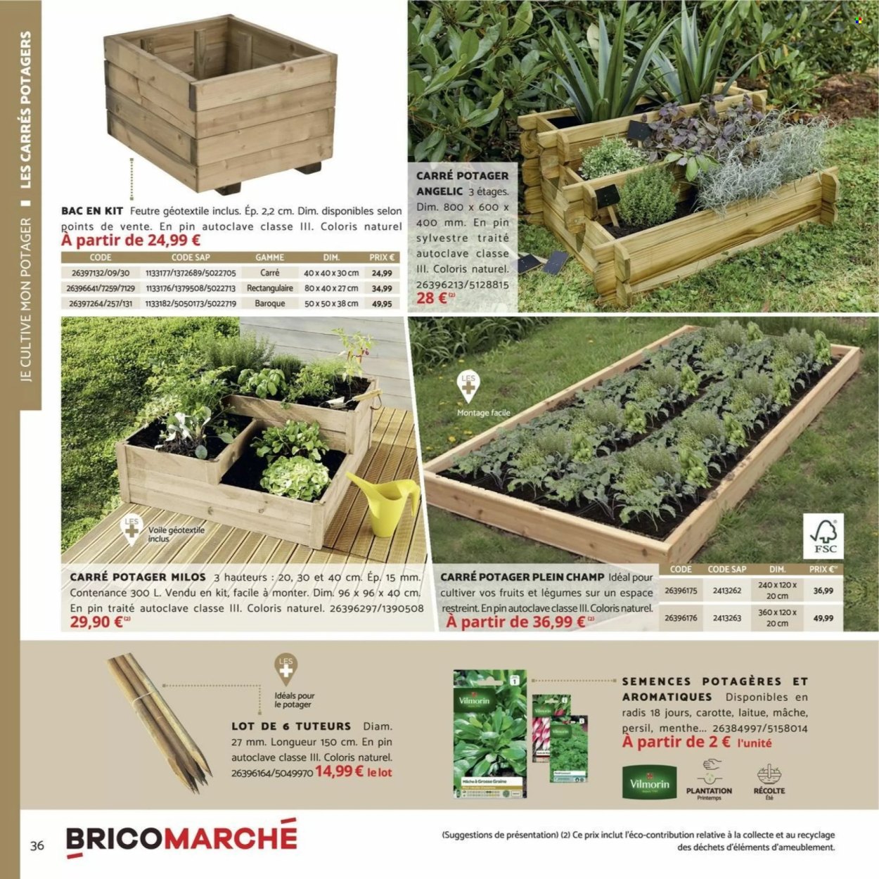 thumbnail - Catalogue Bricomarché - 03/03/2024 - 30/04/2024 - Produits soldés - feutre, carré potager. Page 36.