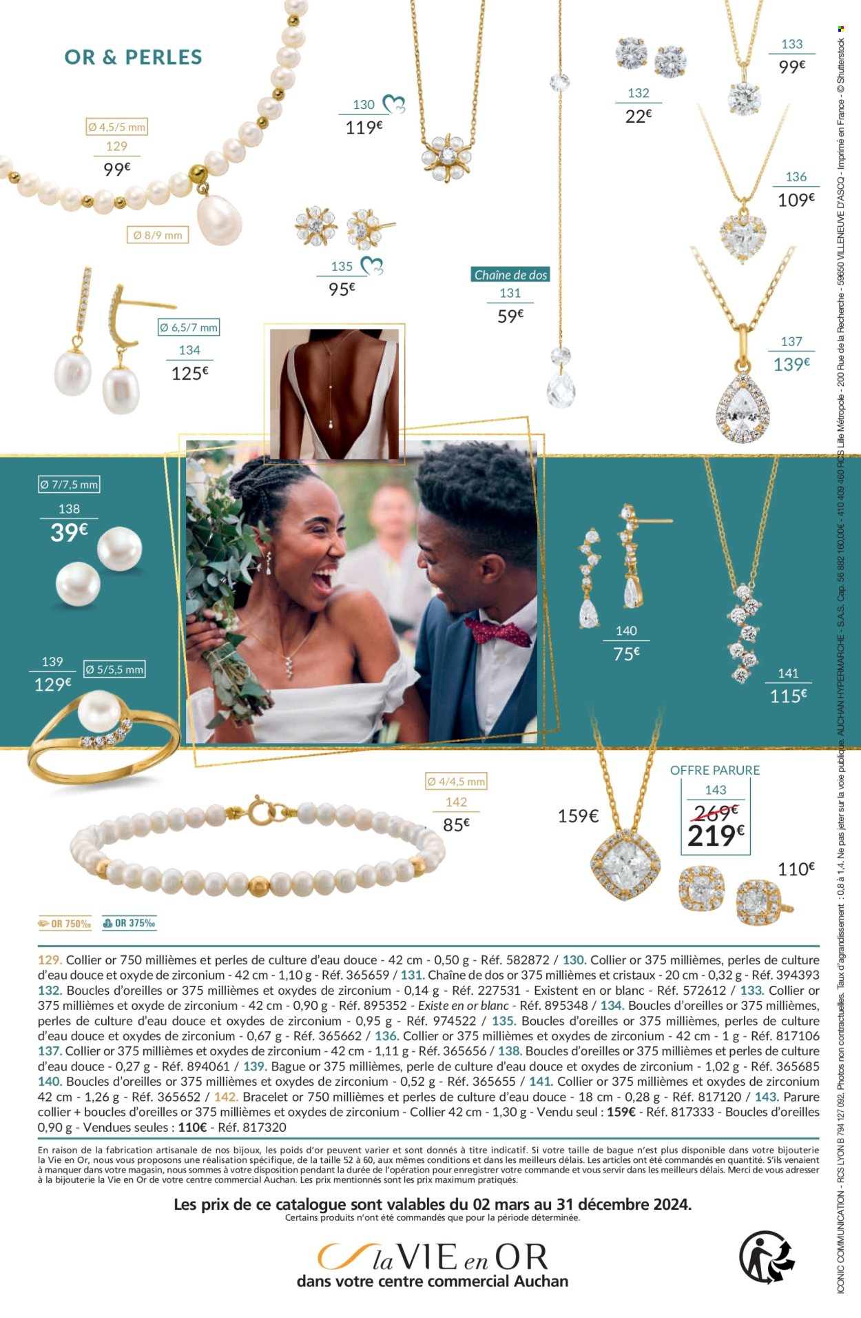 thumbnail - Catalogue Auchan - 02/03/2024 - 31/12/2024 - Produits soldés - bague, boucles d'oreilles, bracelet, collier. Page 12.