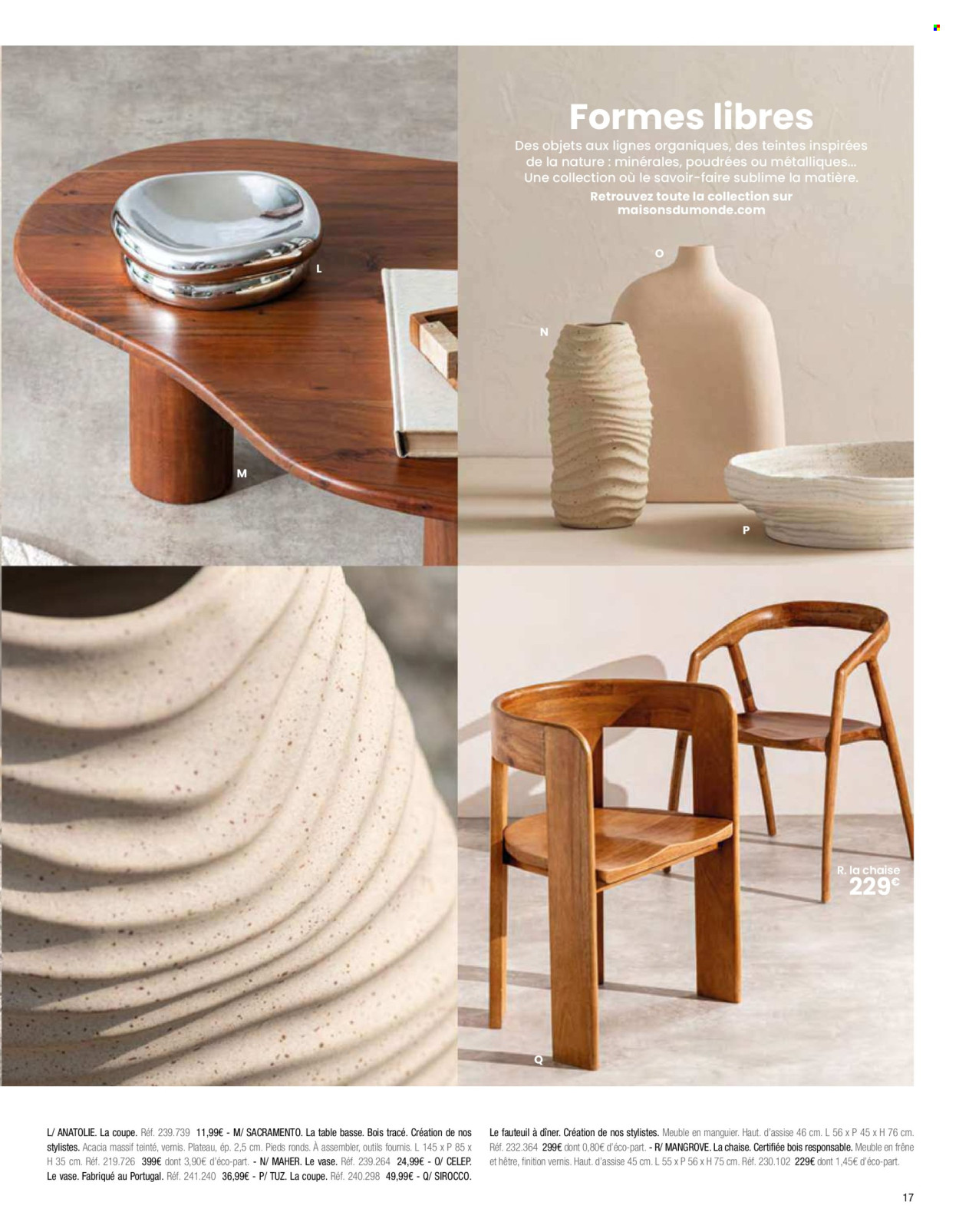 thumbnail - Catalogue Maisons du Monde - Produits soldés - table, fauteuil, table basse, vase. Page 19.