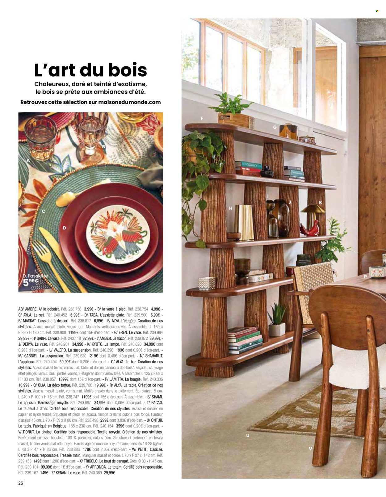 thumbnail - Catalogue Maisons du Monde - Produits soldés - table, verre, gobelet, bougie, tapis, fauteuil, vase, lampe. Page 28.
