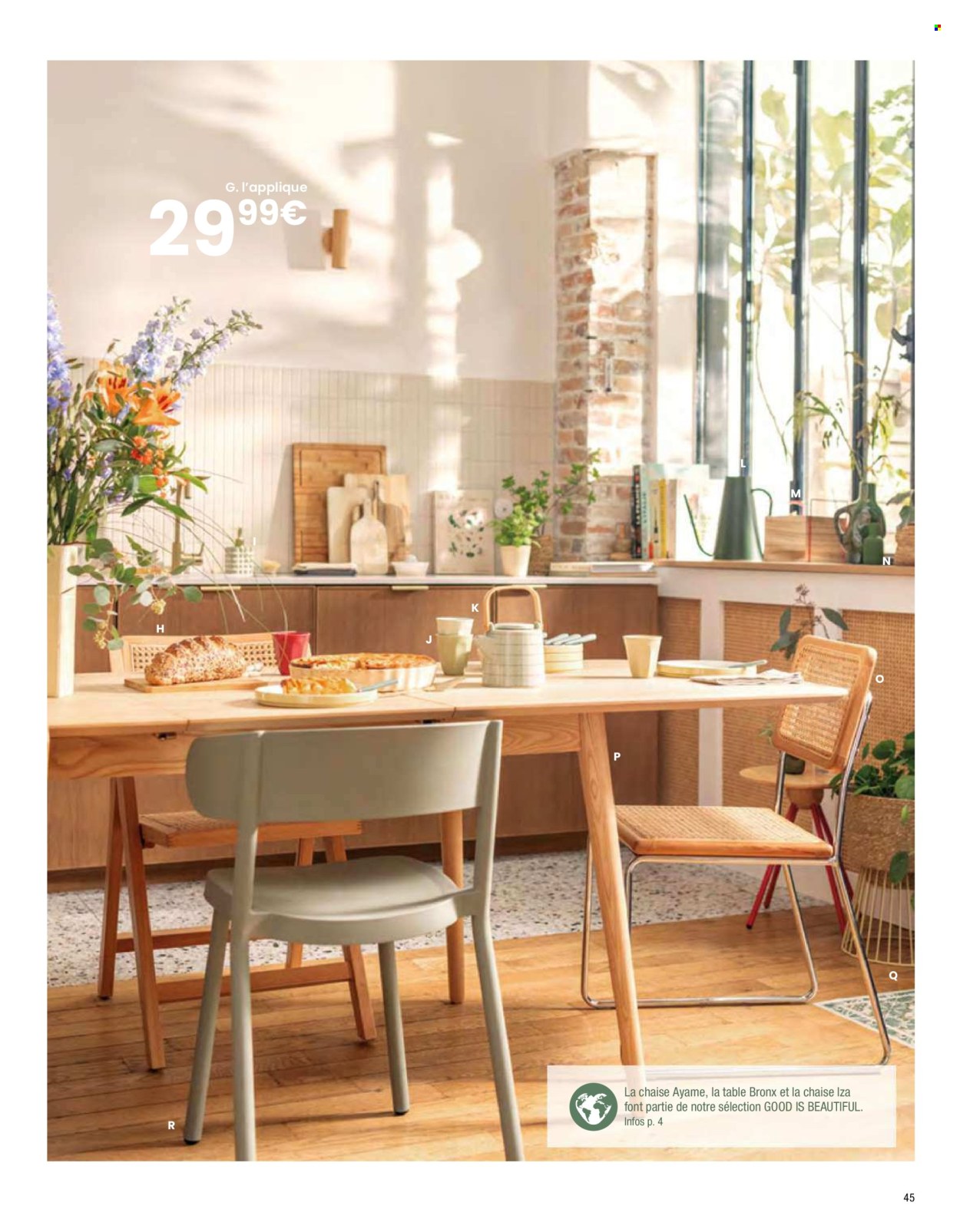 thumbnail - Catalogue Maisons du Monde - Produits soldés - table, coffret, théière, bougie, table extensible, chaise pliante, vase, pot de fleurs. Page 47.