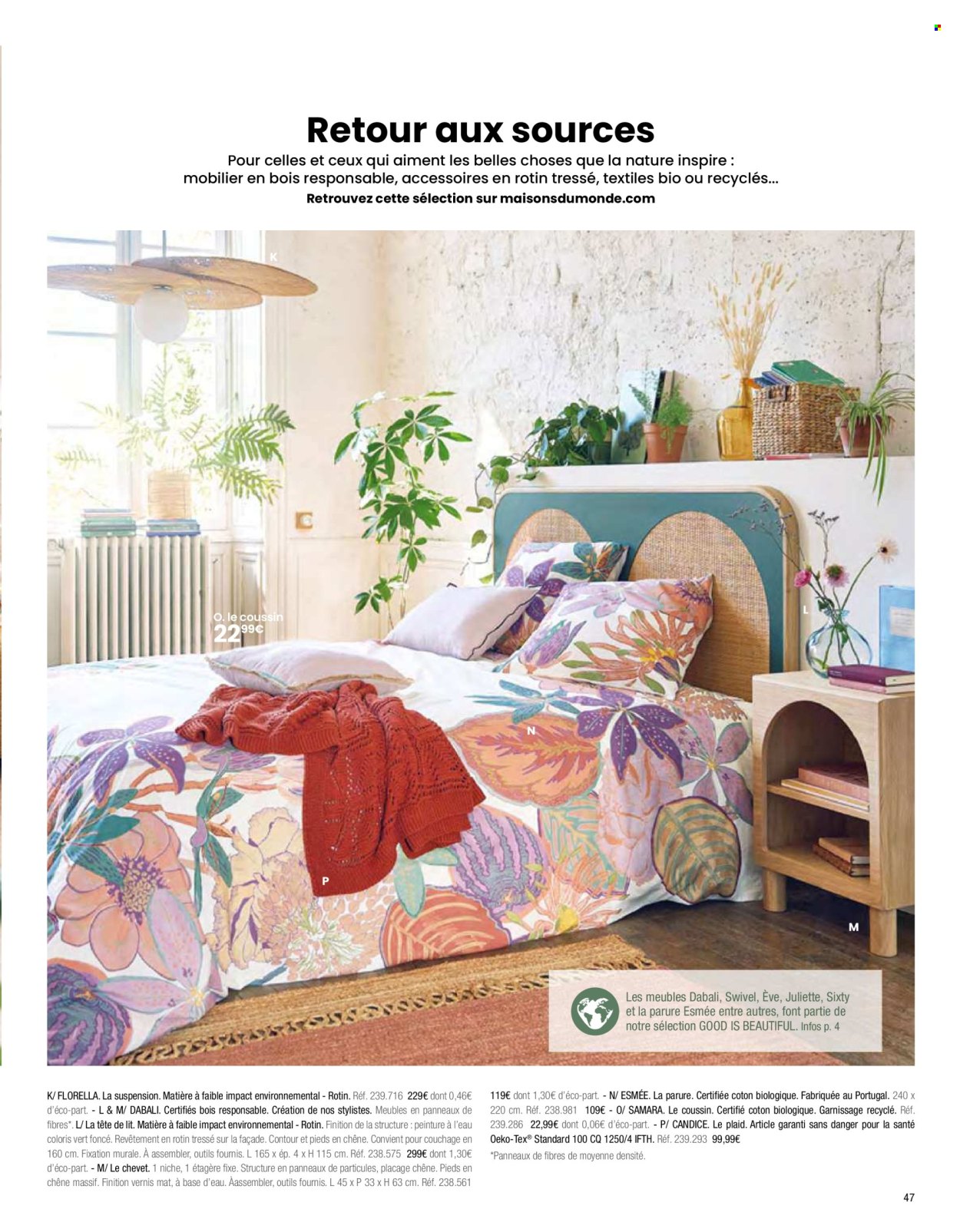 thumbnail - Catalogue Maisons du Monde - Produits soldés - table, plaid, tapis, fauteuil, tête de lit. Page 49.