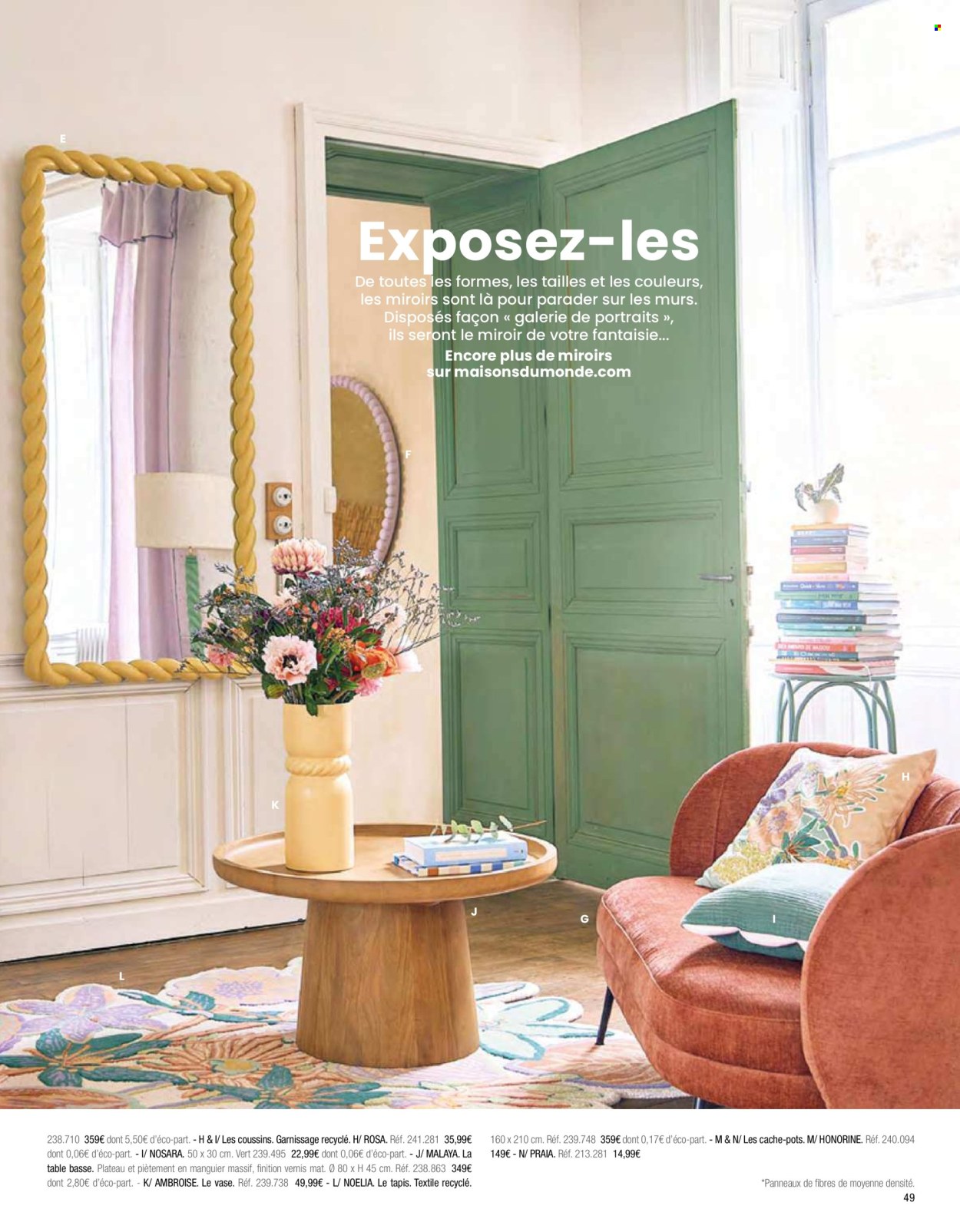 thumbnail - Catalogue Maisons du Monde - Produits soldés - table, tapis, banquette, table basse, vase. Page 51.