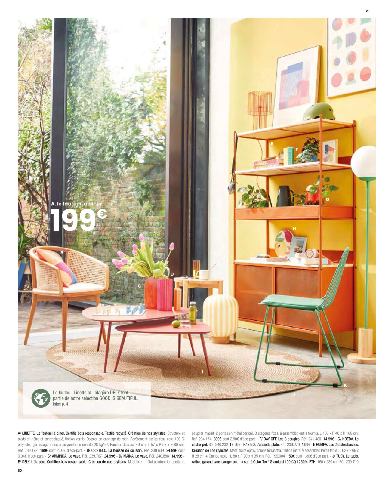 thumbnail - Catalogue Maisons du Monde - Produits soldés - table, mug, bougie, housse de coussin, tapis, fauteuil, vase, pot de fleurs. Page 64.