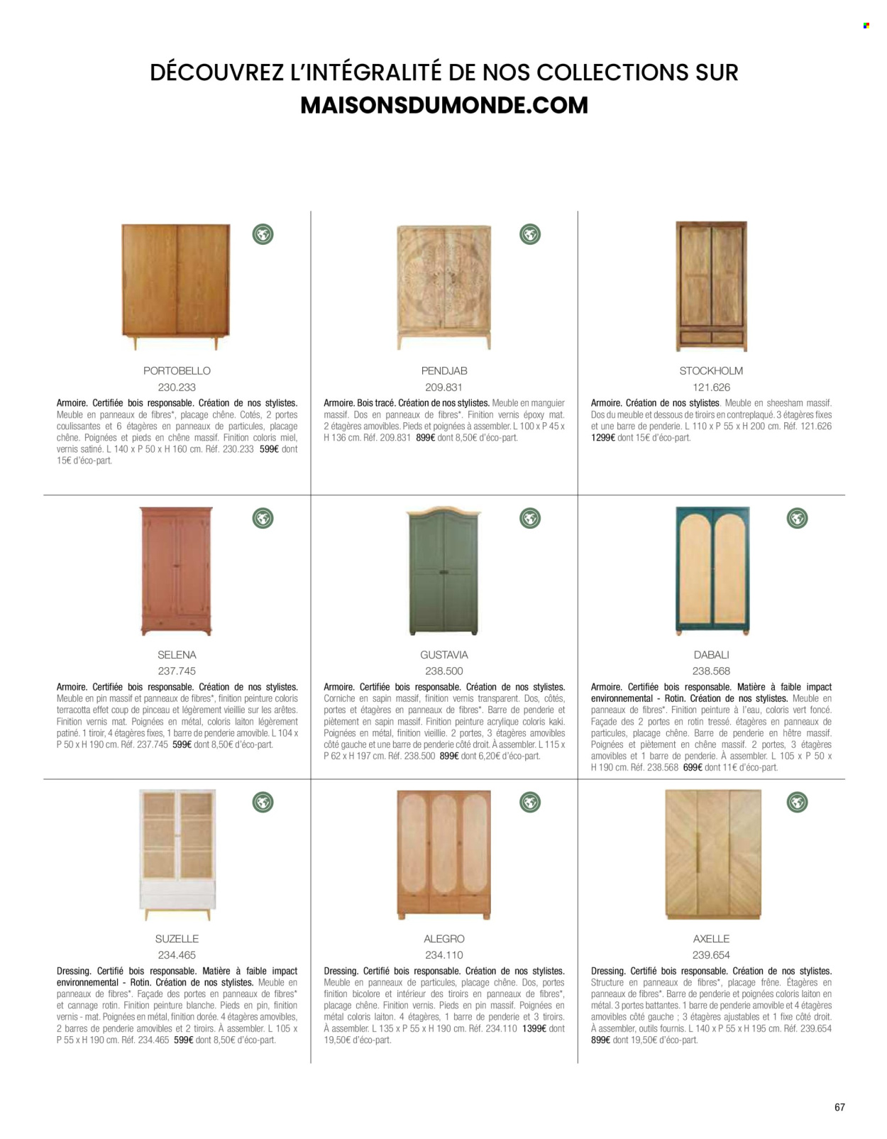 thumbnail - Catalogue Maisons du Monde - Produits soldés - armoire, coffret, pinceau, commode, dressing, sapin de noël. Page 69.